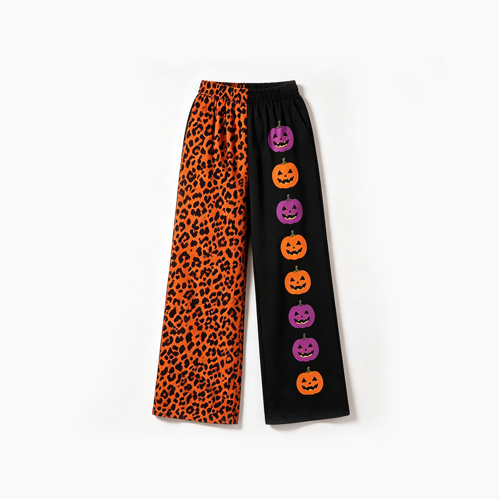 Leopard pumpkin kids girls Halloween pants
