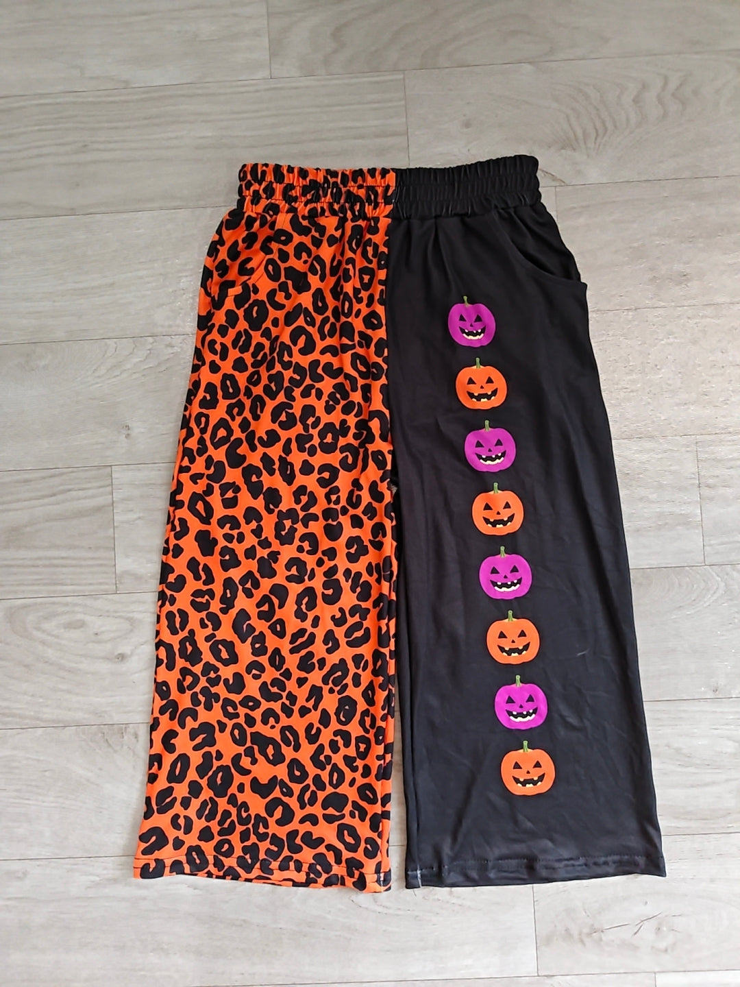 Leopard pumpkin kids girls Halloween pants