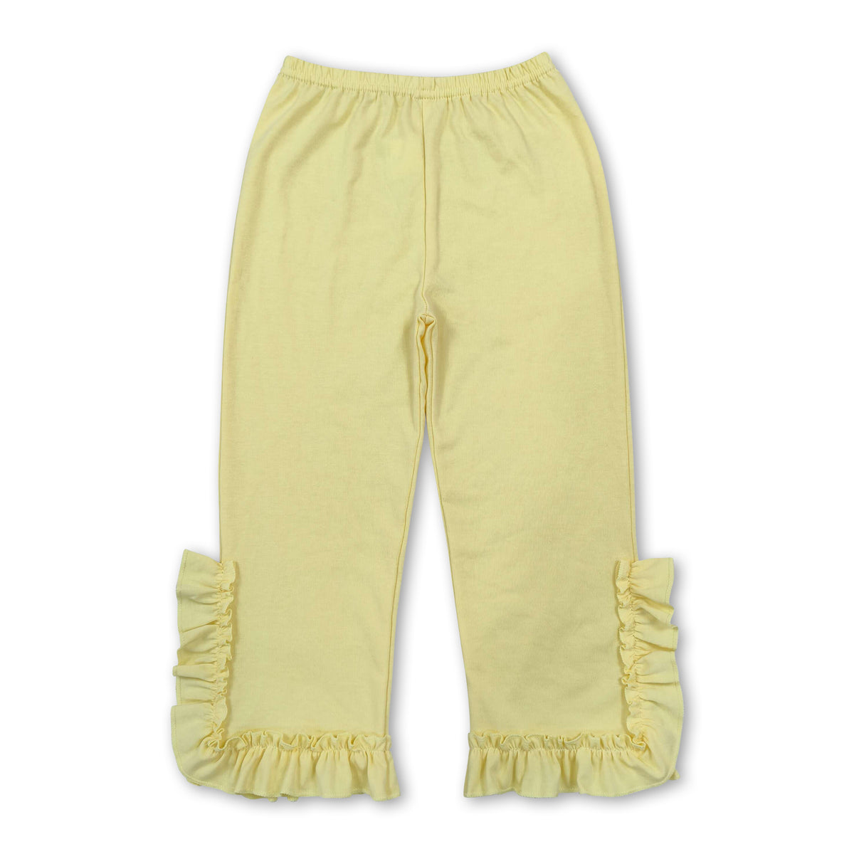 Yellow ruffle cotton kids girls pants
