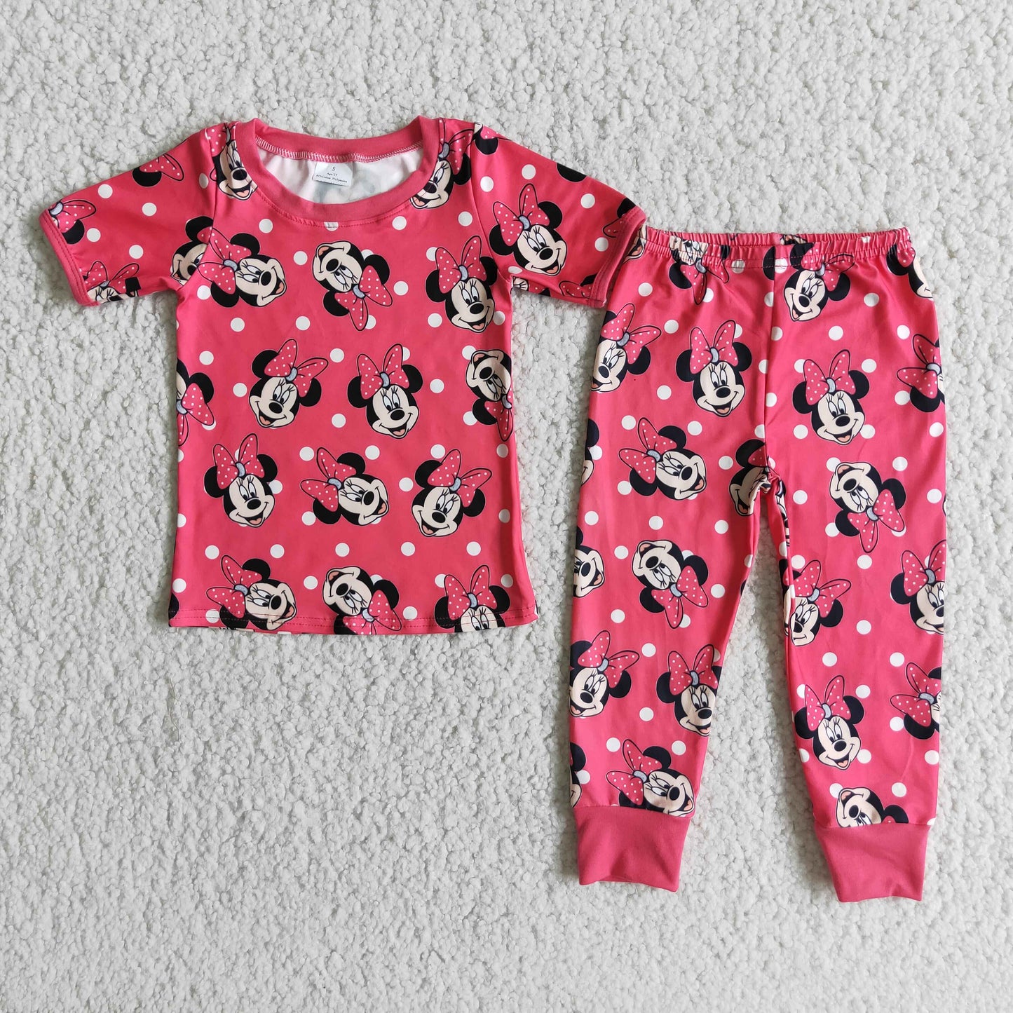 Cute mouse print short sleeve pants girls pajamas