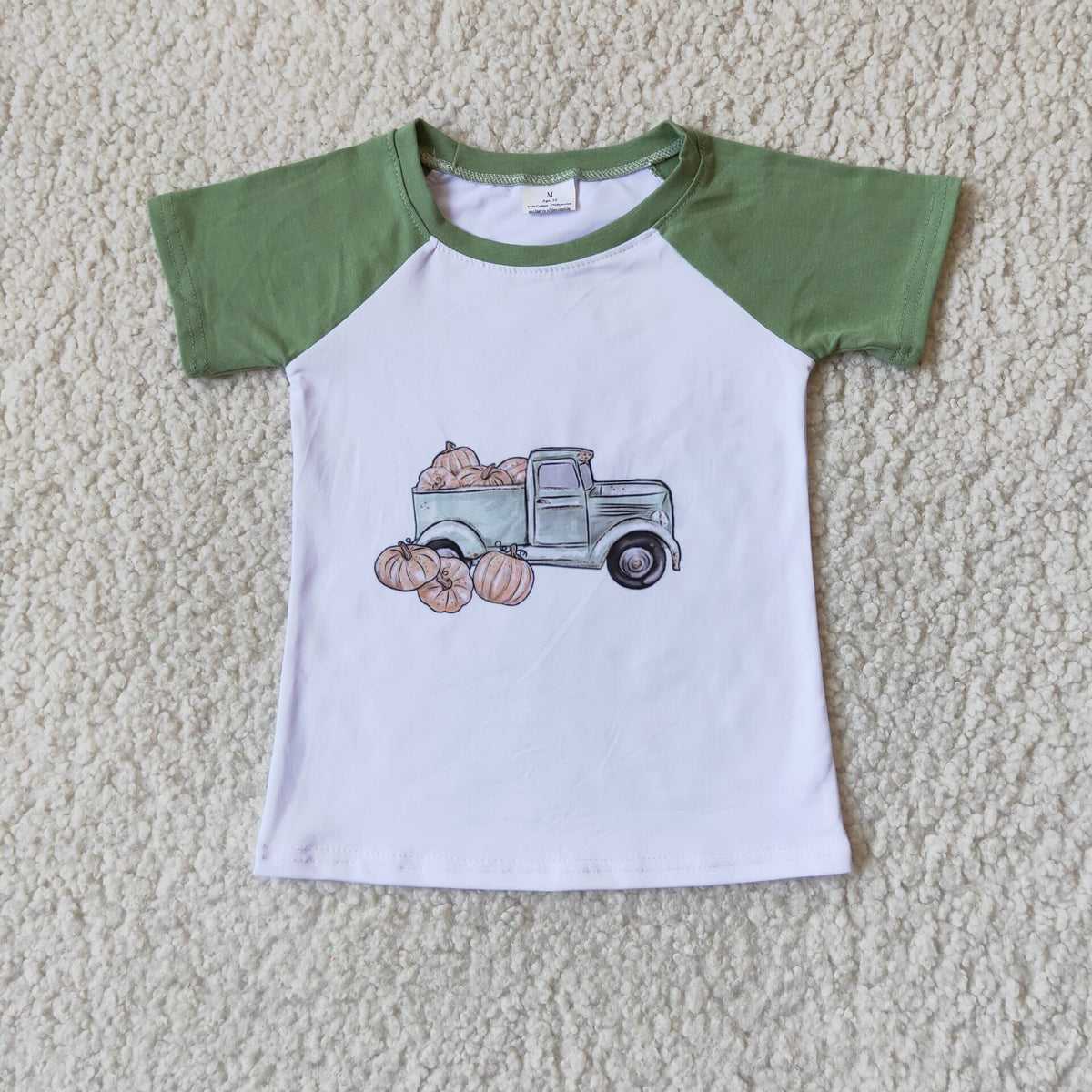 Pumpkin truck short sleeve boy fall raglan
