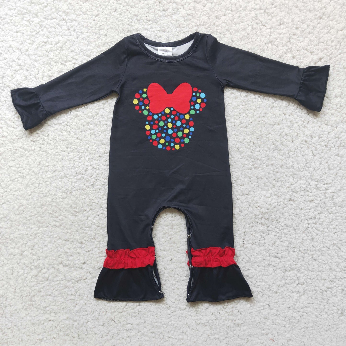 Polka dots mouse screen print baby girl Christmas romper