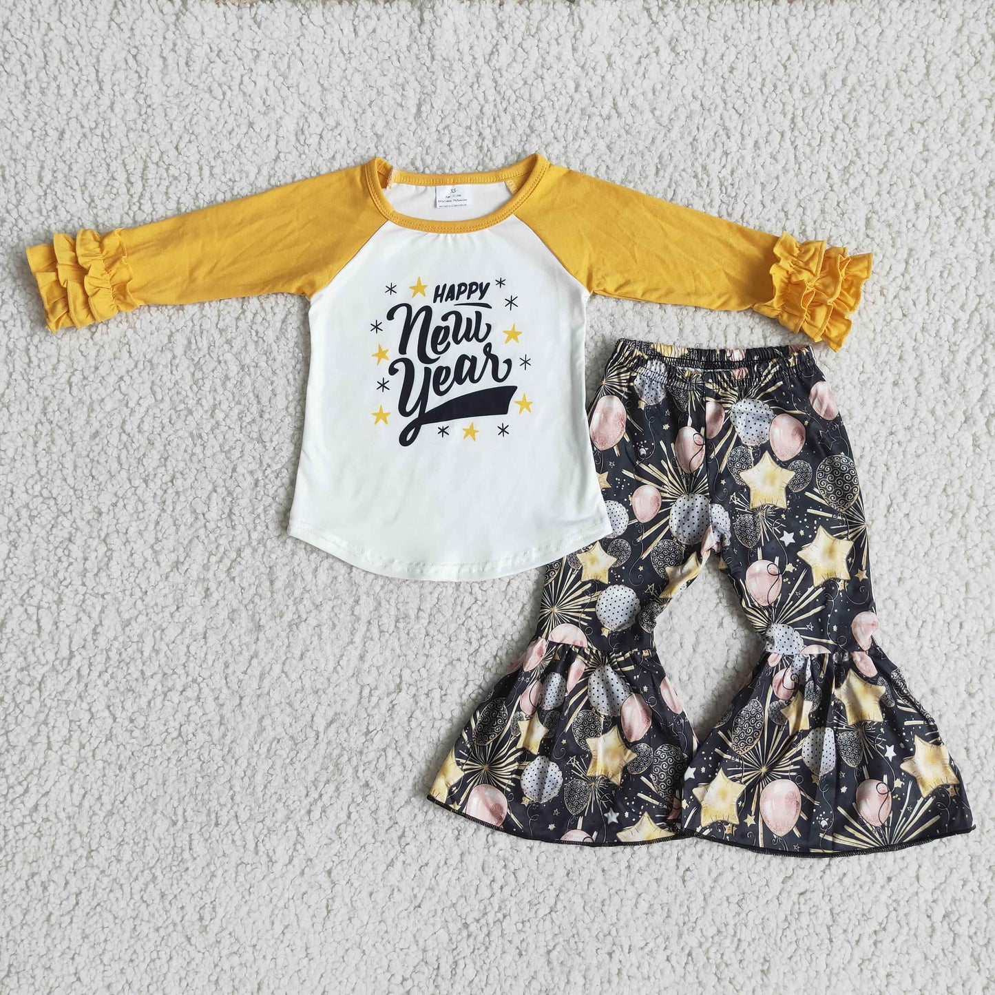 Happy New year shirt bell bottom pants girls boutique clothes