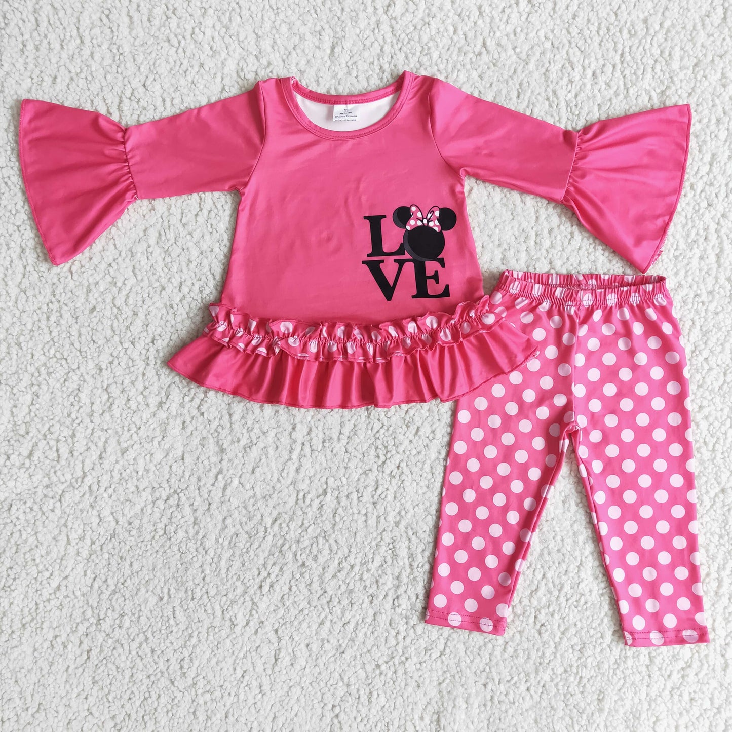 Love hot pinkn mouse shirt polka dots leggings girls valentine's day clothing