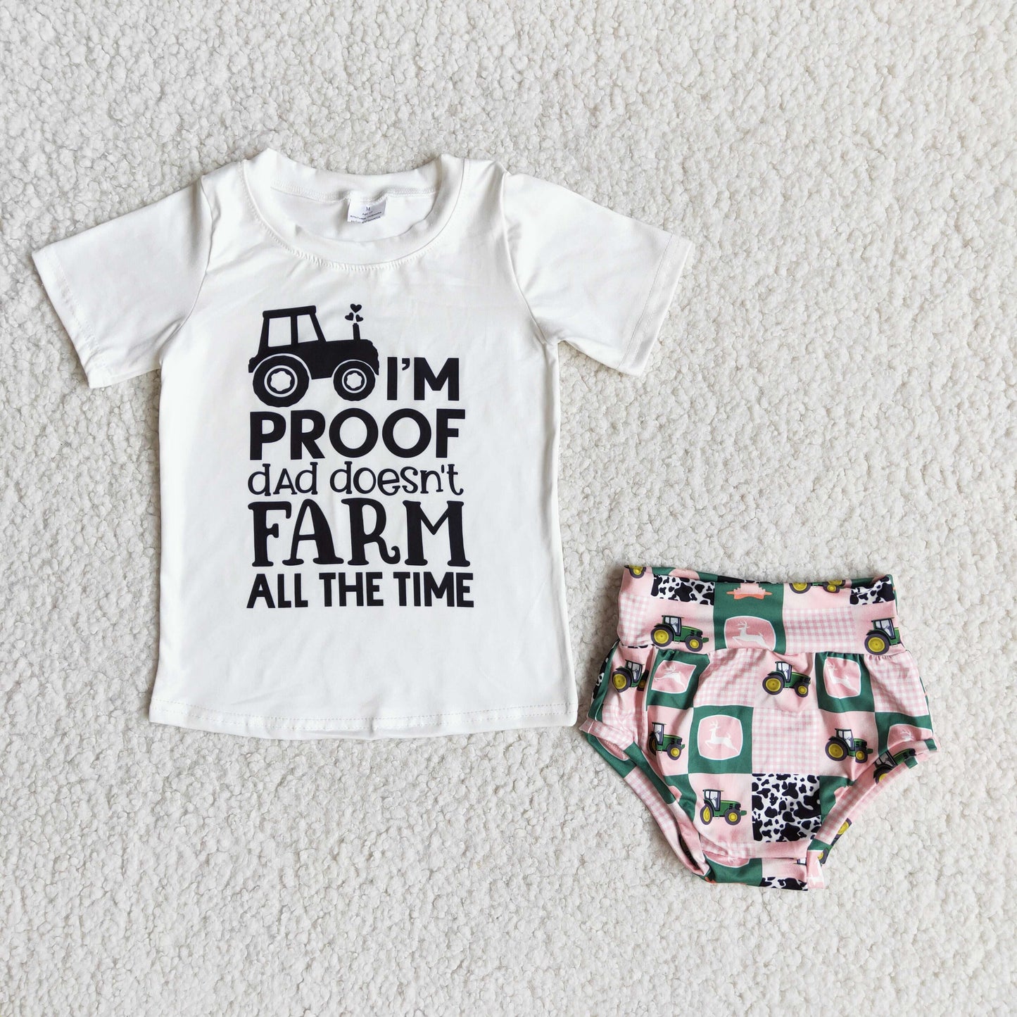 I am proof dad doesn't farm all the time tractor bummies baby kids clothing