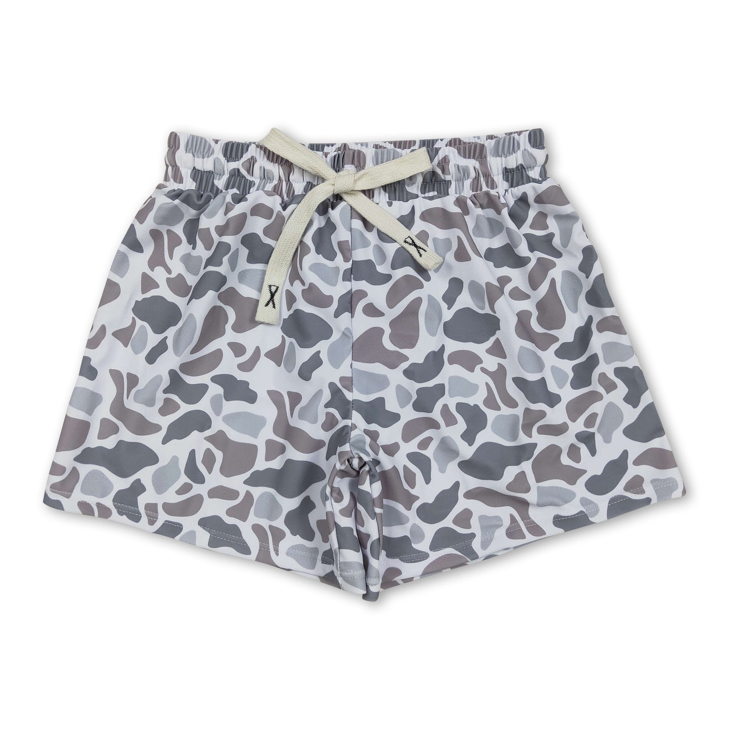 Grey camo kids boys summer swim trunks