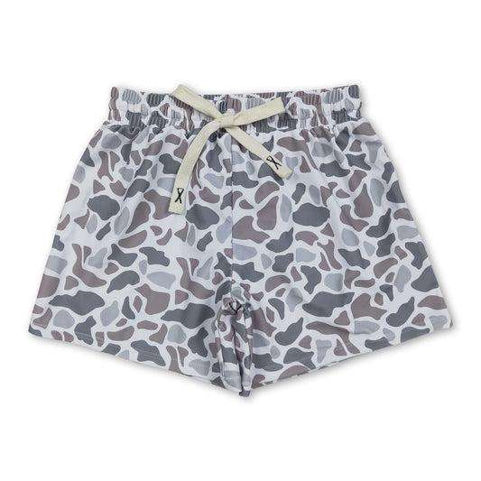 Grey camo kids boys summer swim trunks