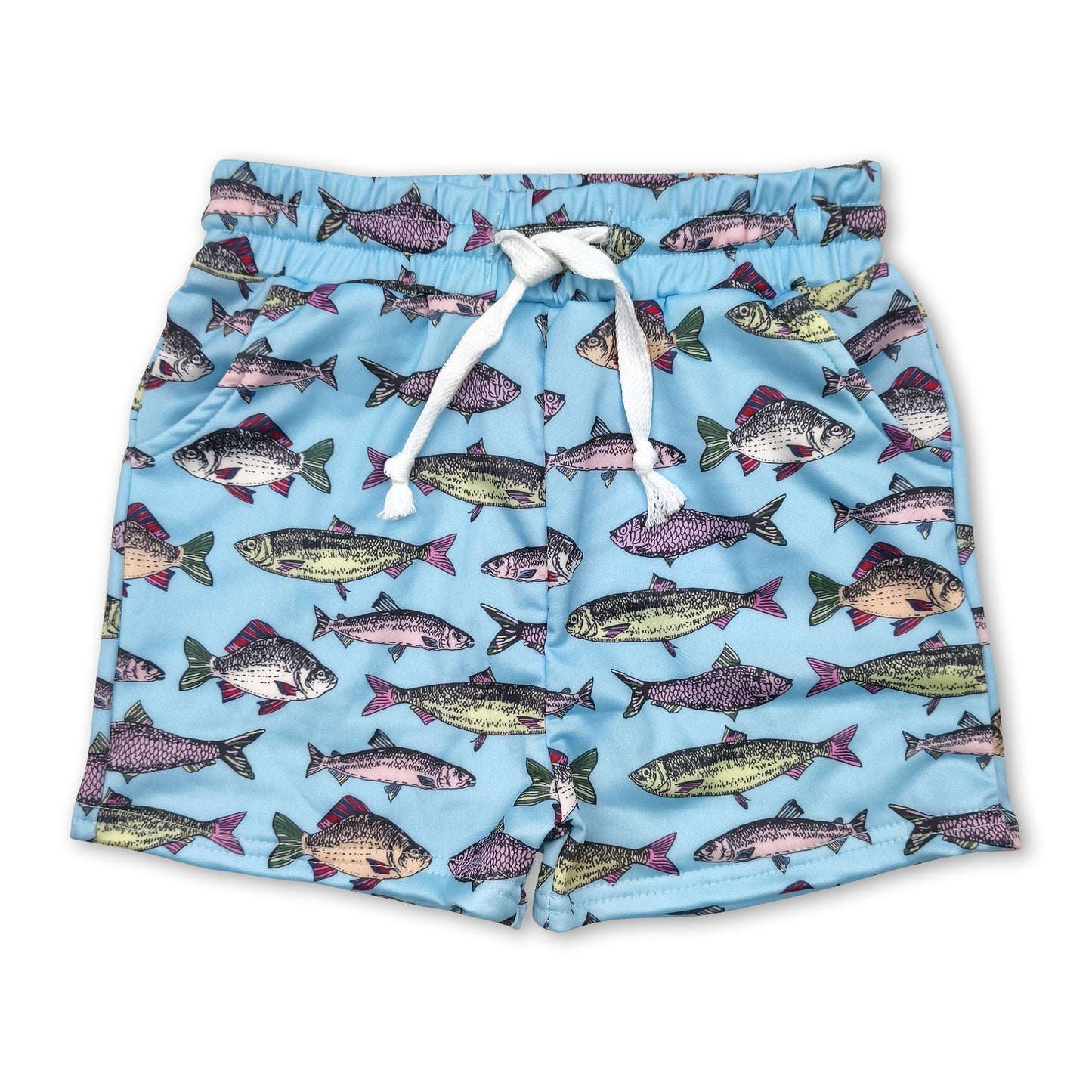 Blue fish kids boys summer swim trunks