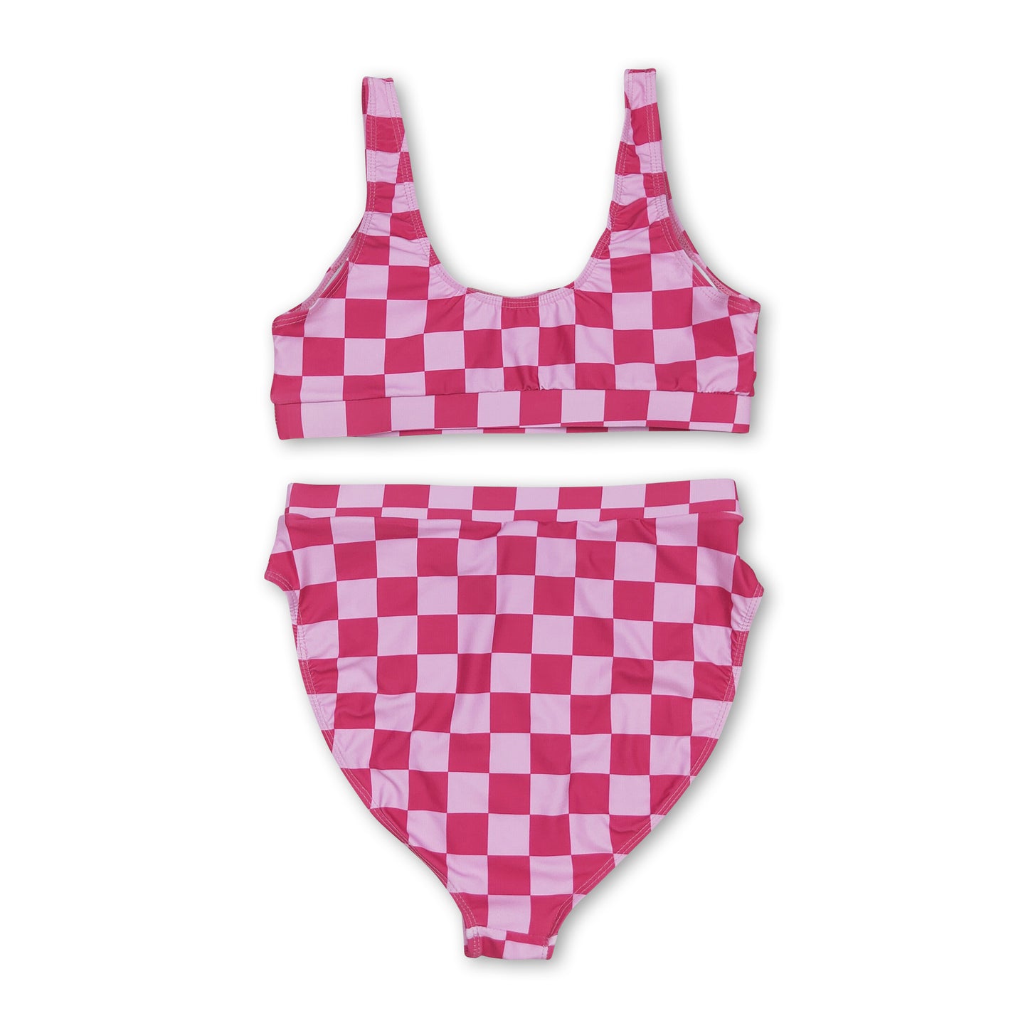 Hot pink plaid adult women summer swimsuit