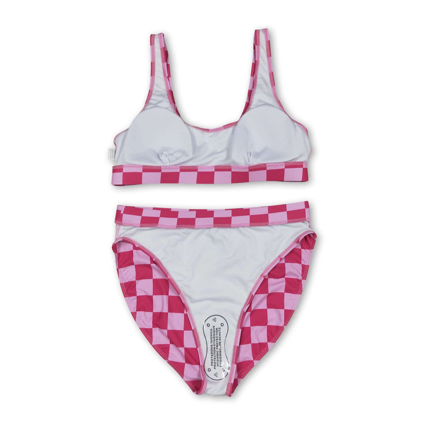 Hot pink plaid adult women summer swimsuit