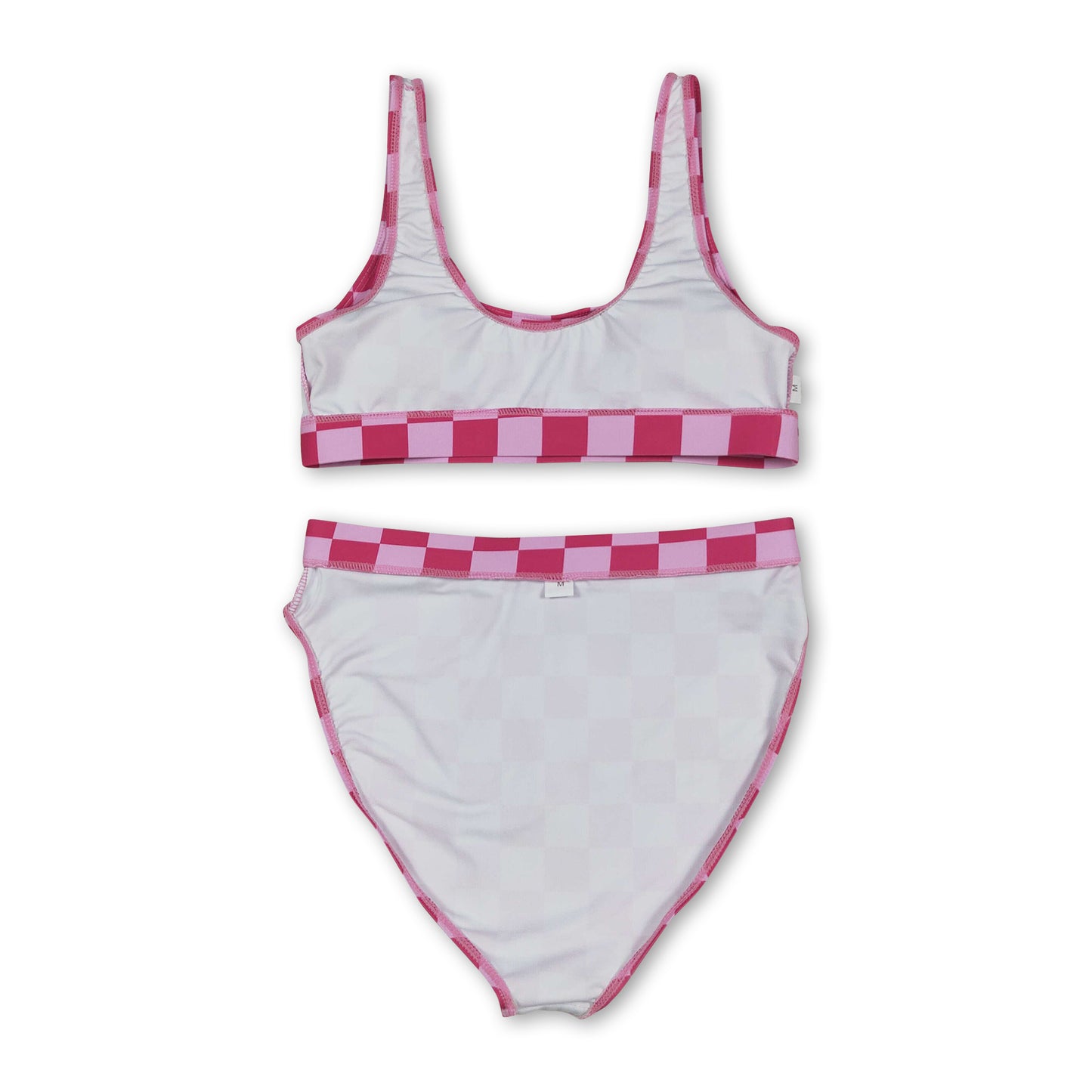 Hot pink plaid adult women summer swimsuit
