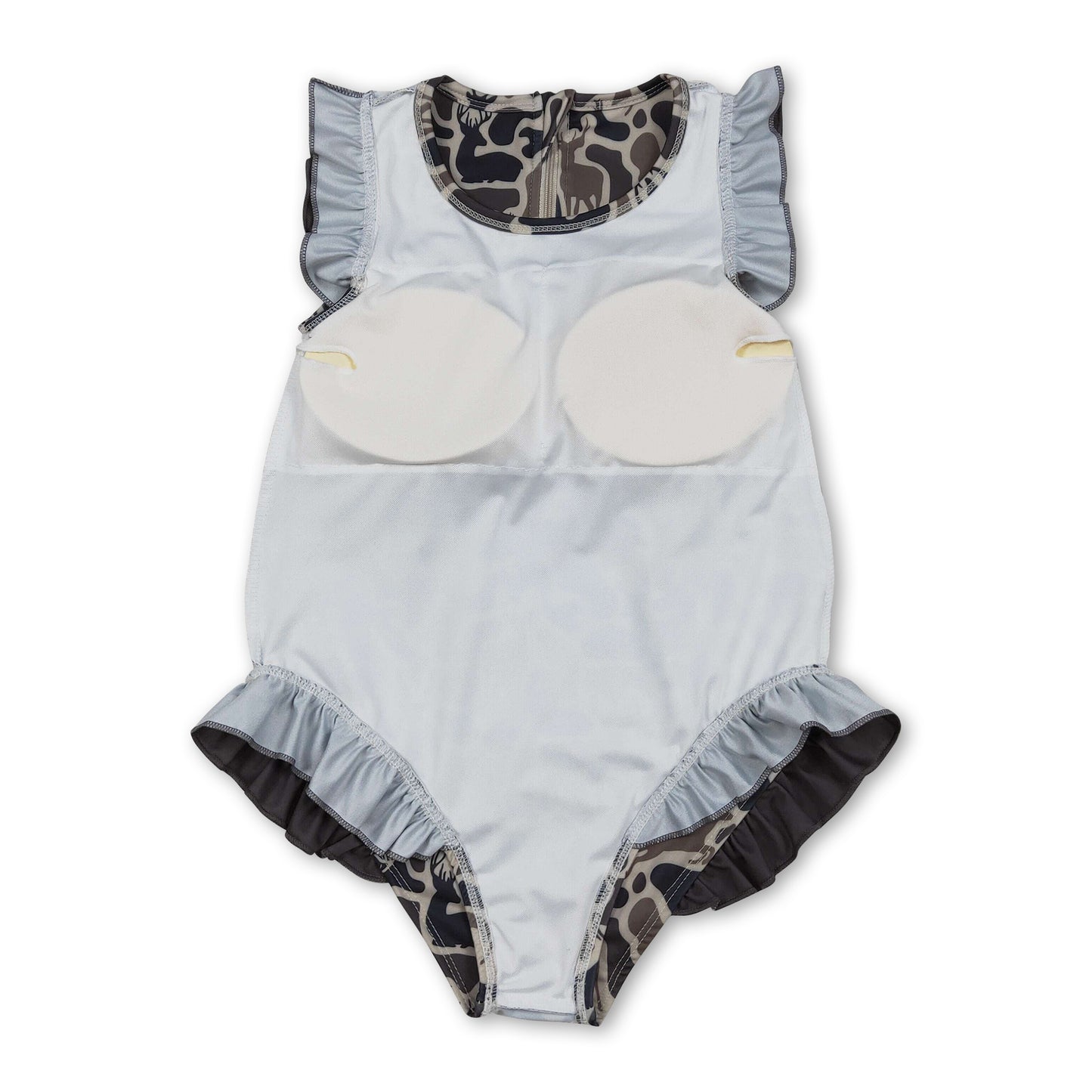 Ruffle camo deer hunting baby girls one piece swimsuit