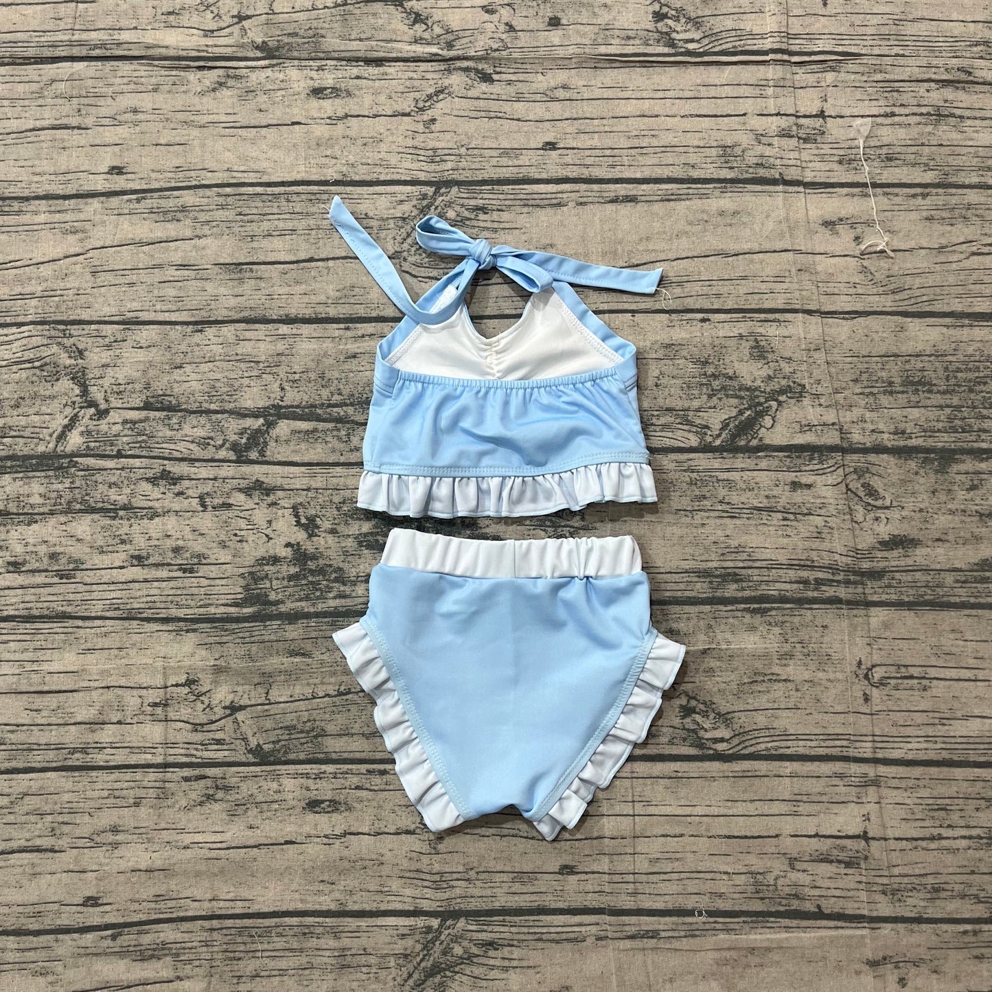 Light blue halter crop top bottoms kids girls swimsuit