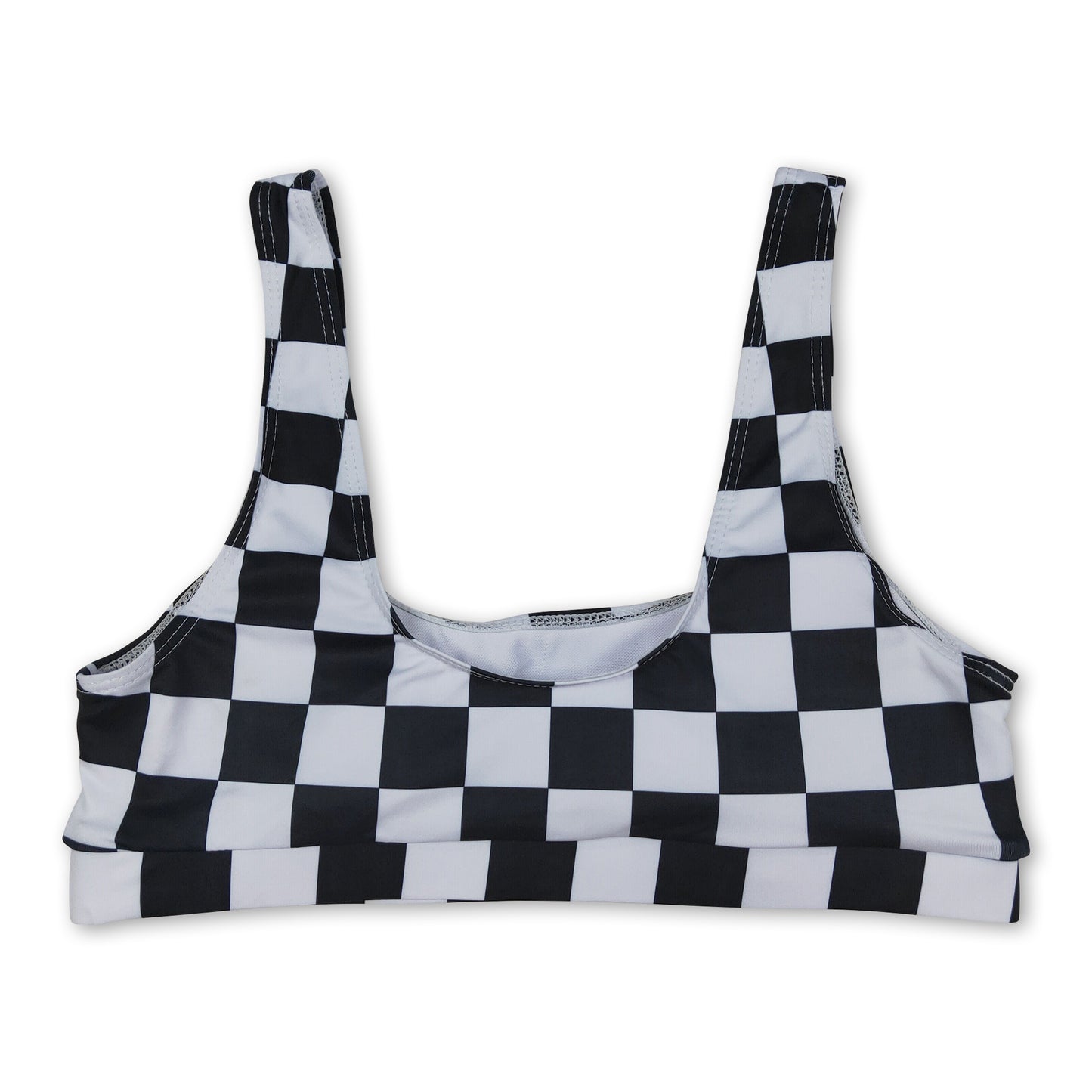 Black plaid adult women summer swim top