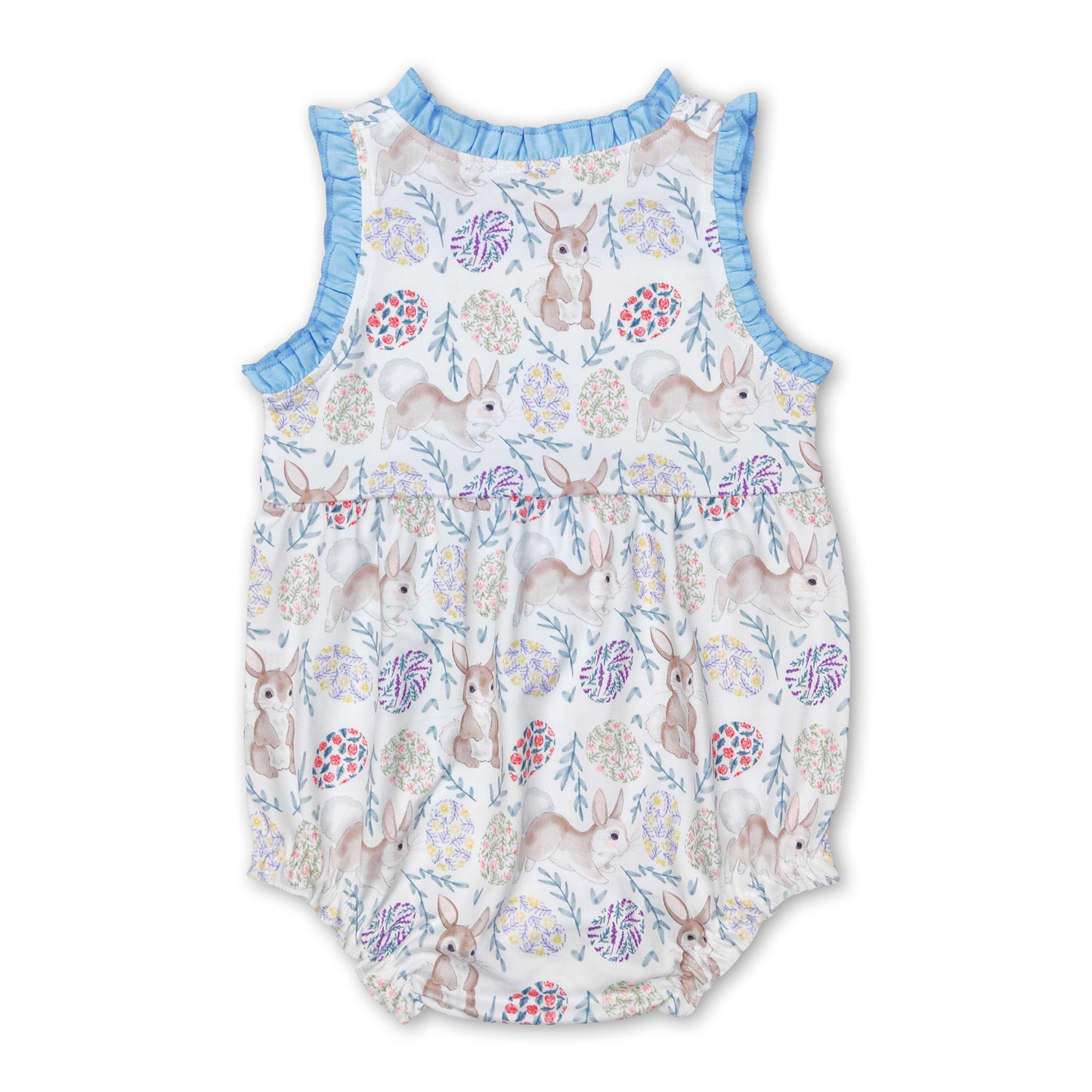 Sleeveless rabbit baby girls easter romper