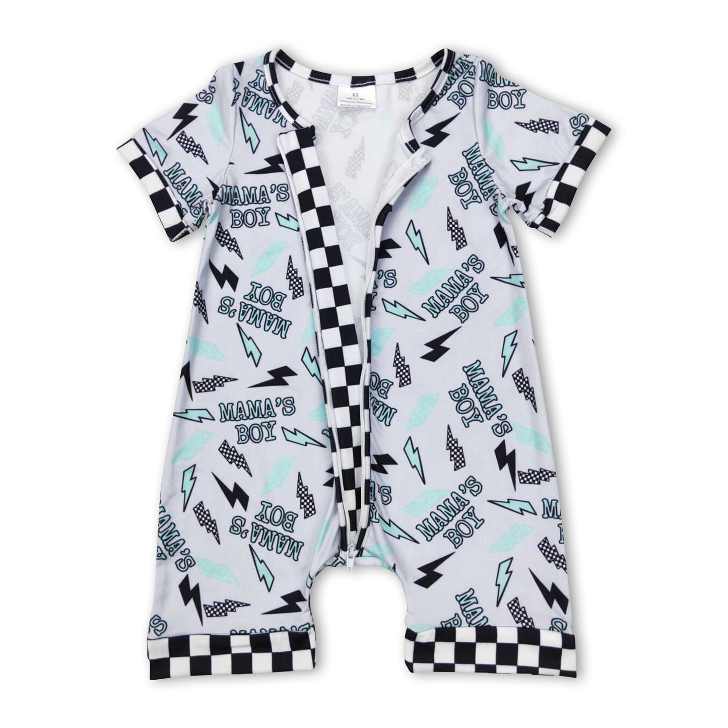 Plaid short sleeves mama's boy thunder baby romper ship from US