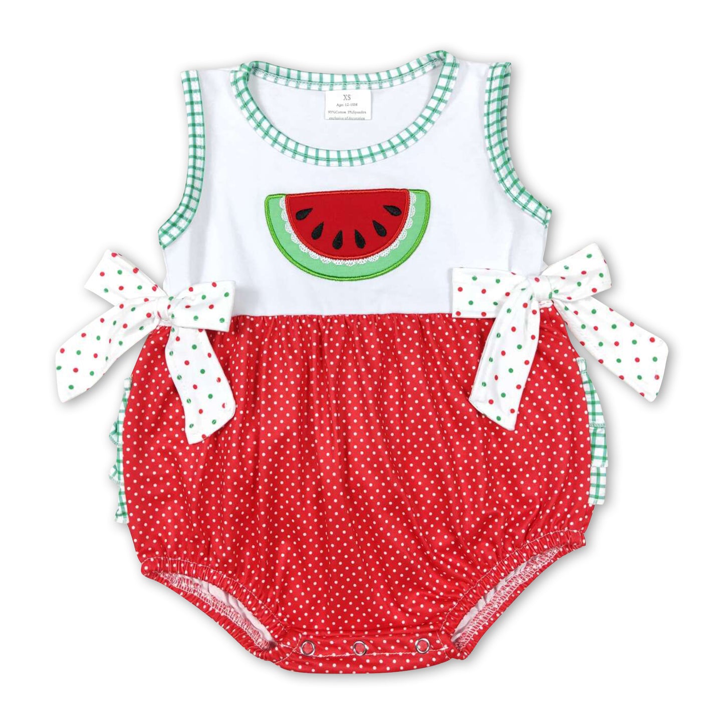 Sleeveless watermelon polka dots baby girls summer romper ship from US