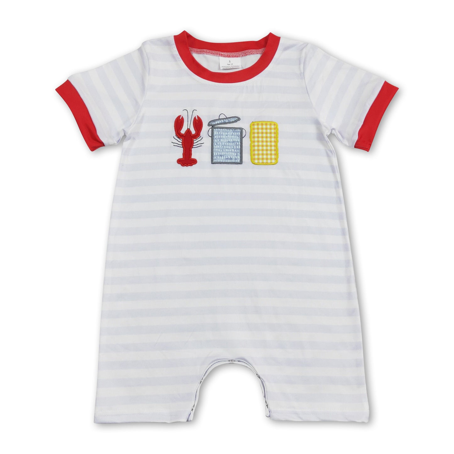 Short sleeves stripe crawfish corn baby boys romper ship from US