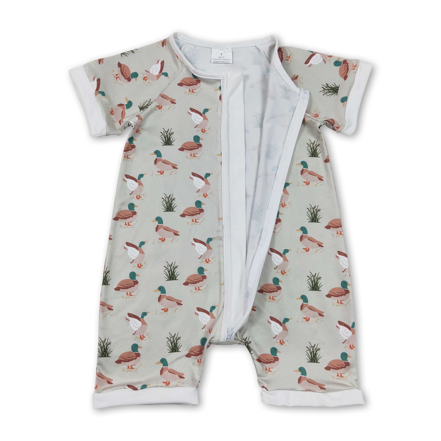 Short sleeves duck baby boy summer zipper romper ship from US