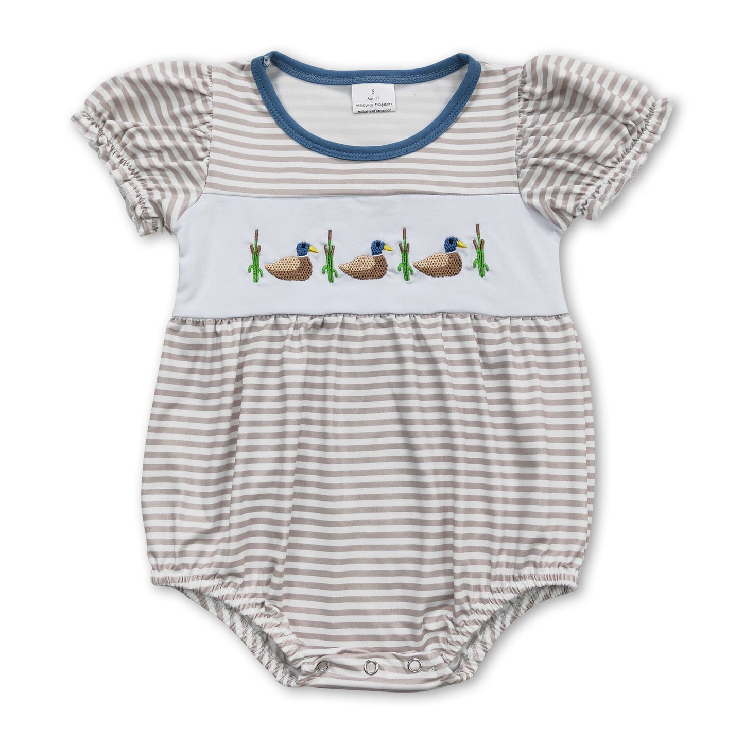Short sleeves stripe duck baby girls romper ship from US
