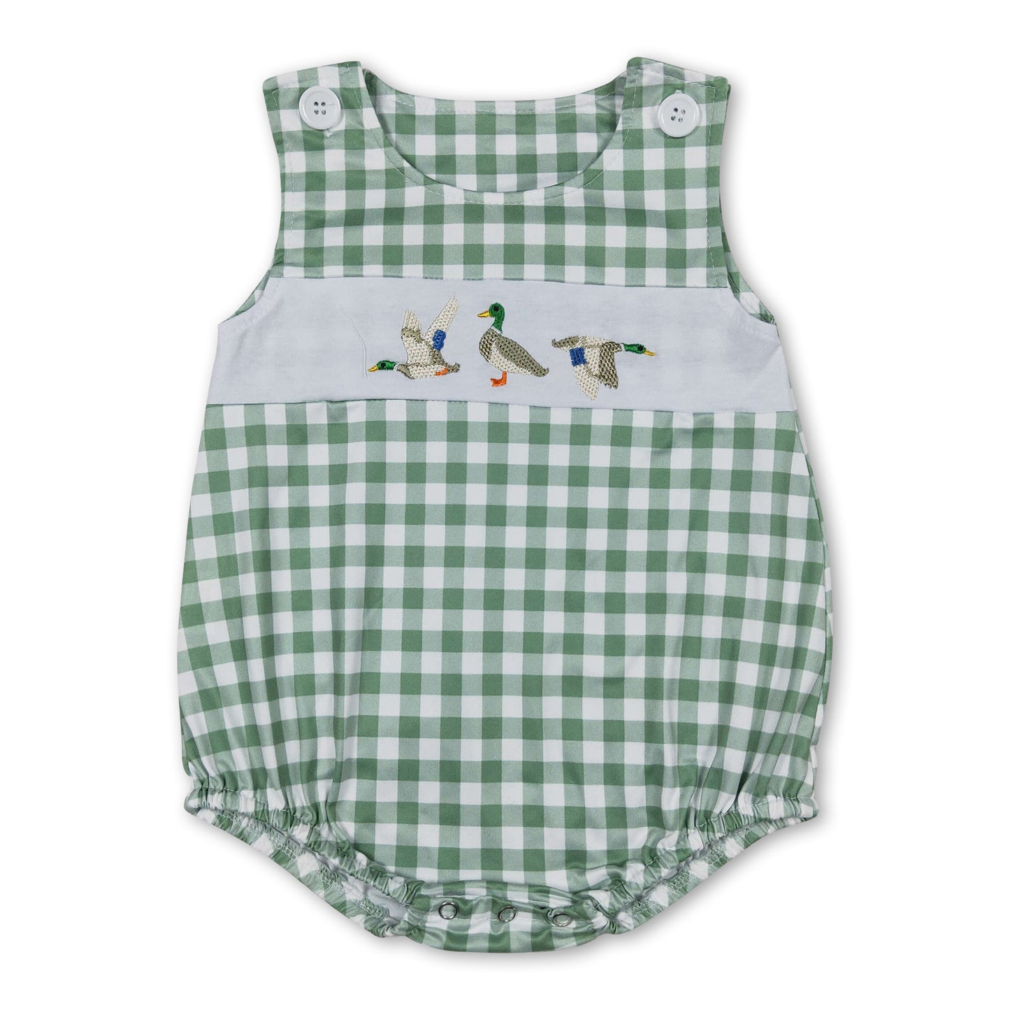 Green plaid sleeveless duck baby boys summer romper ship from US