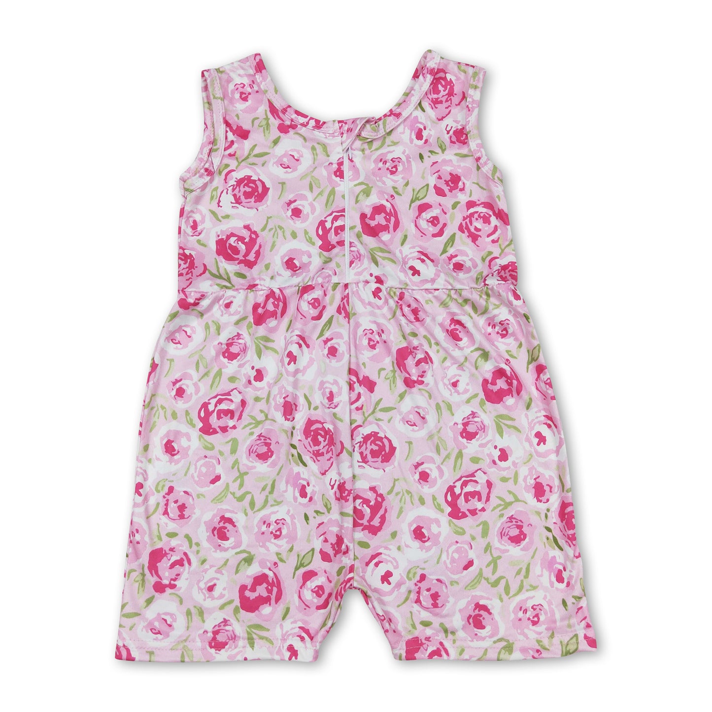 Sleeveless hot pink floral baby girls jumpsuit
