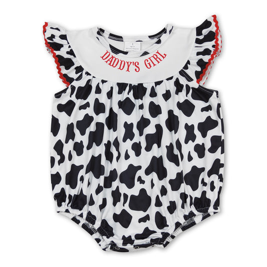 Daddy's girl cow print baby girls father's day romper