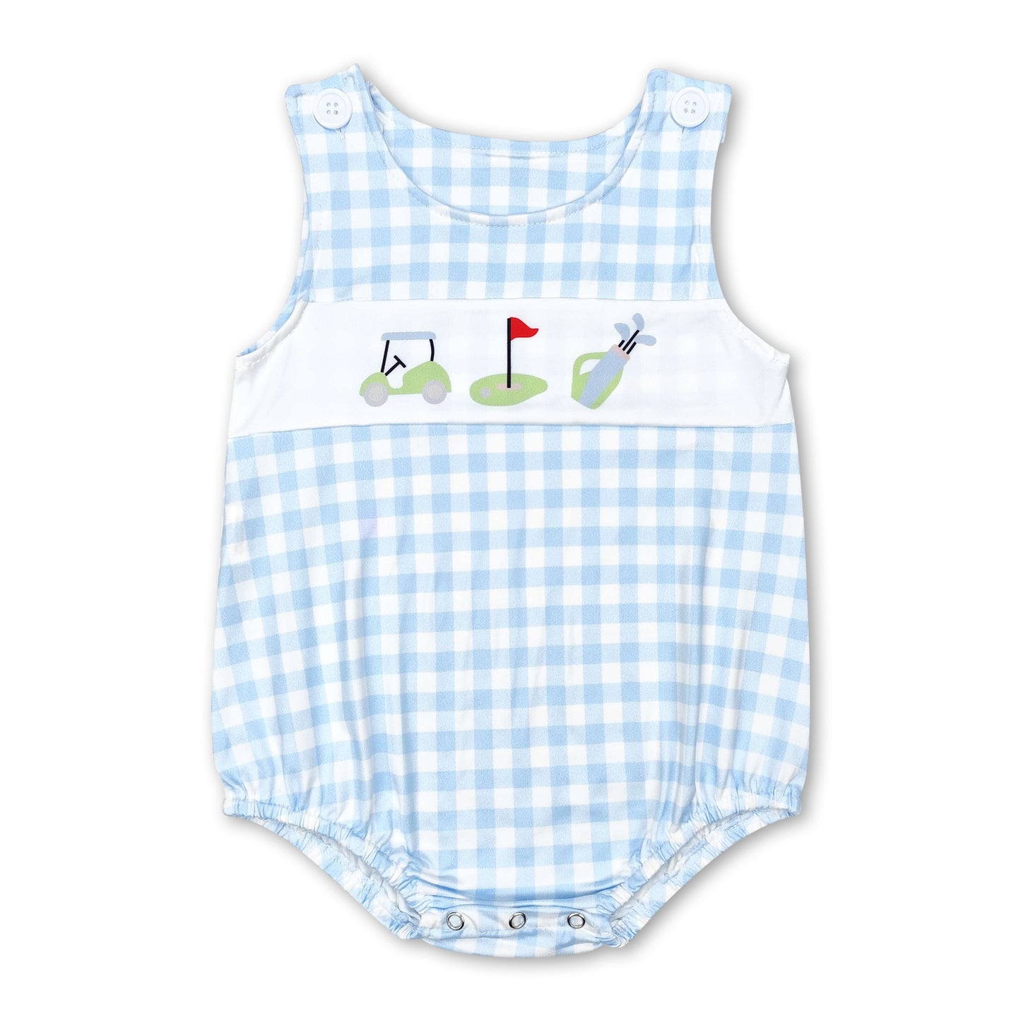 Sleeveless plaid golf baby boys summer romper