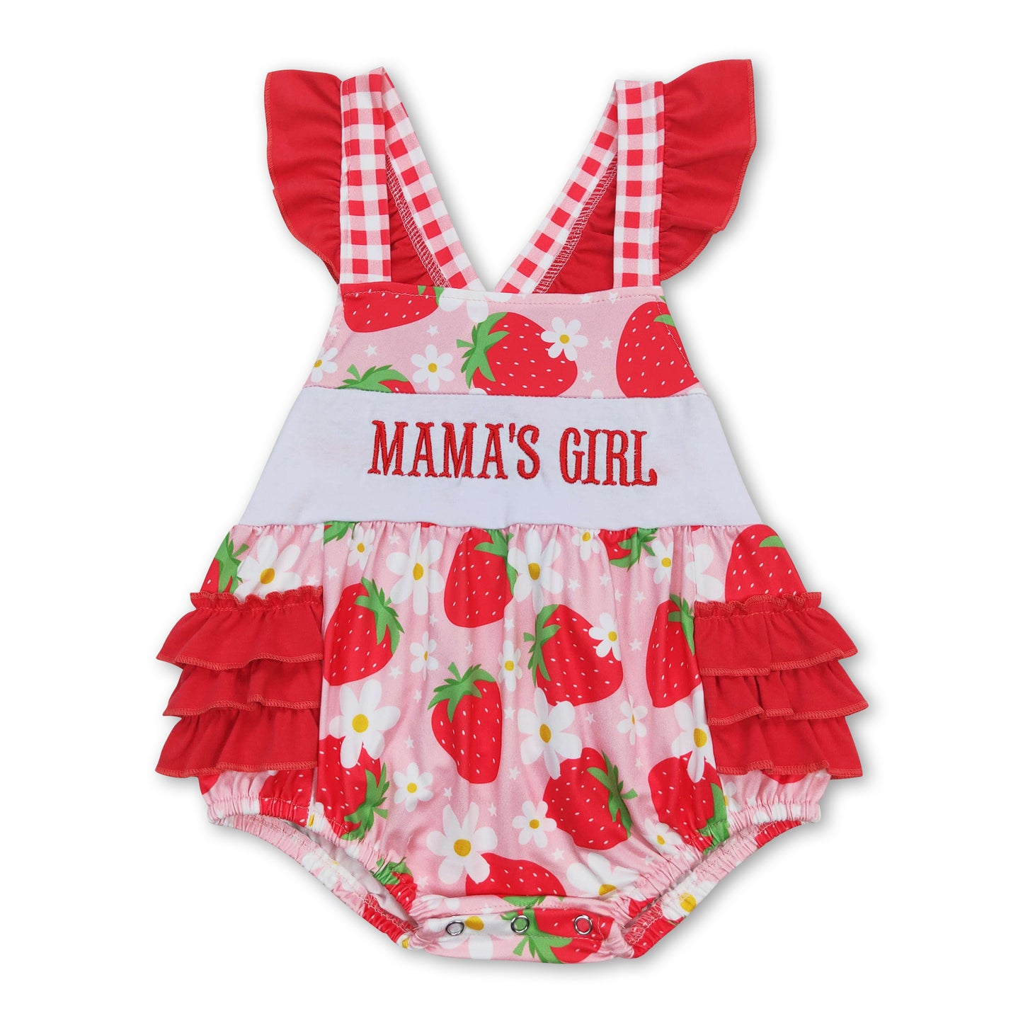 Mama's girl strawberry floral baby romper ship from US