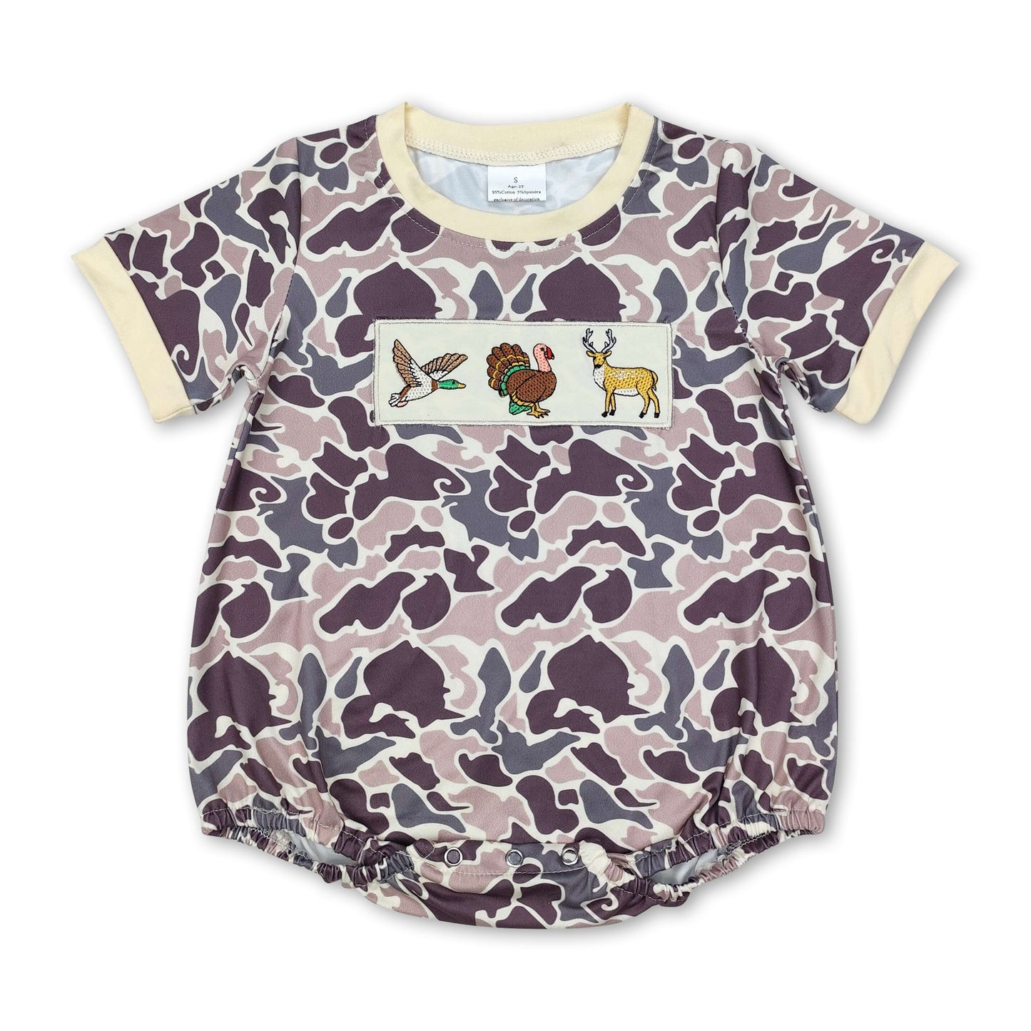 Short sleeves duck turkey deer camo baby boy bubble ship from US