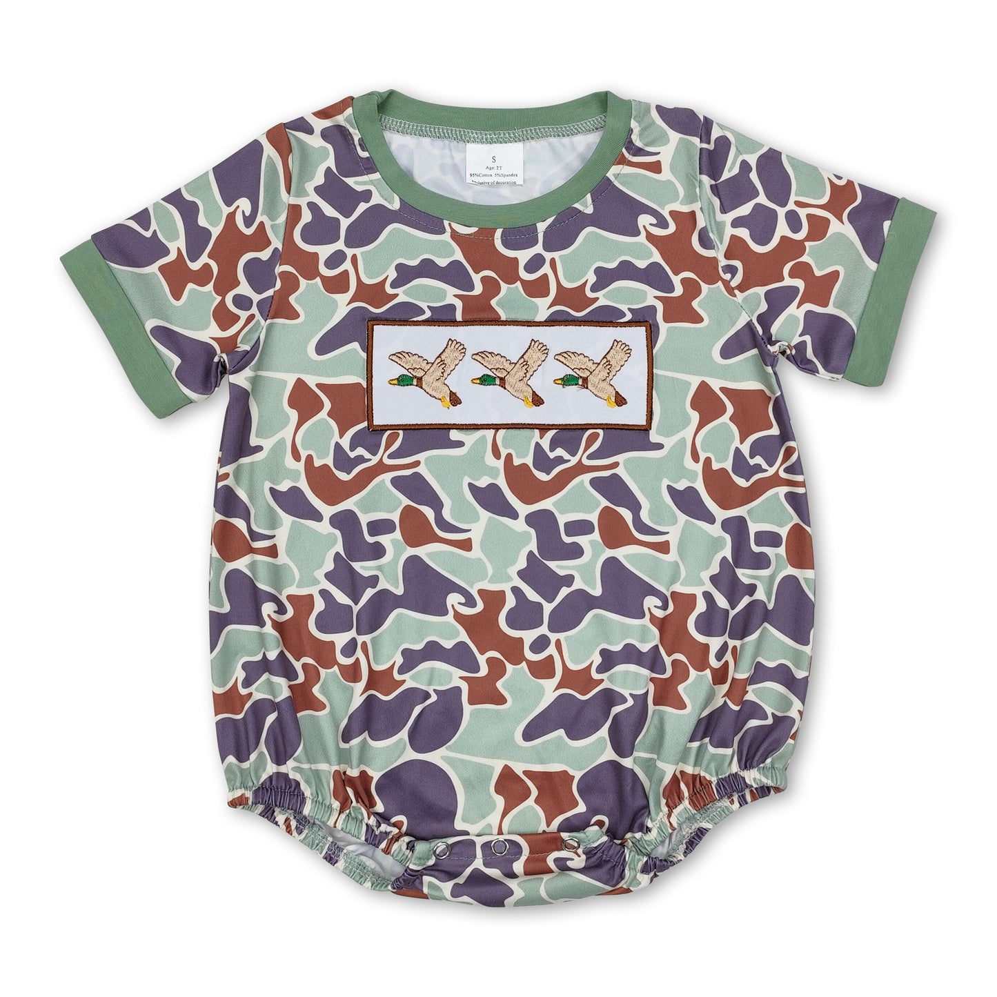 Short sleeves camo duck baby boy romper ship from US