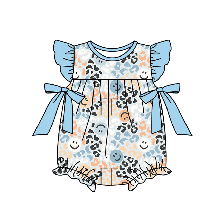 Flutter sleeves leopard smile baby girls romper