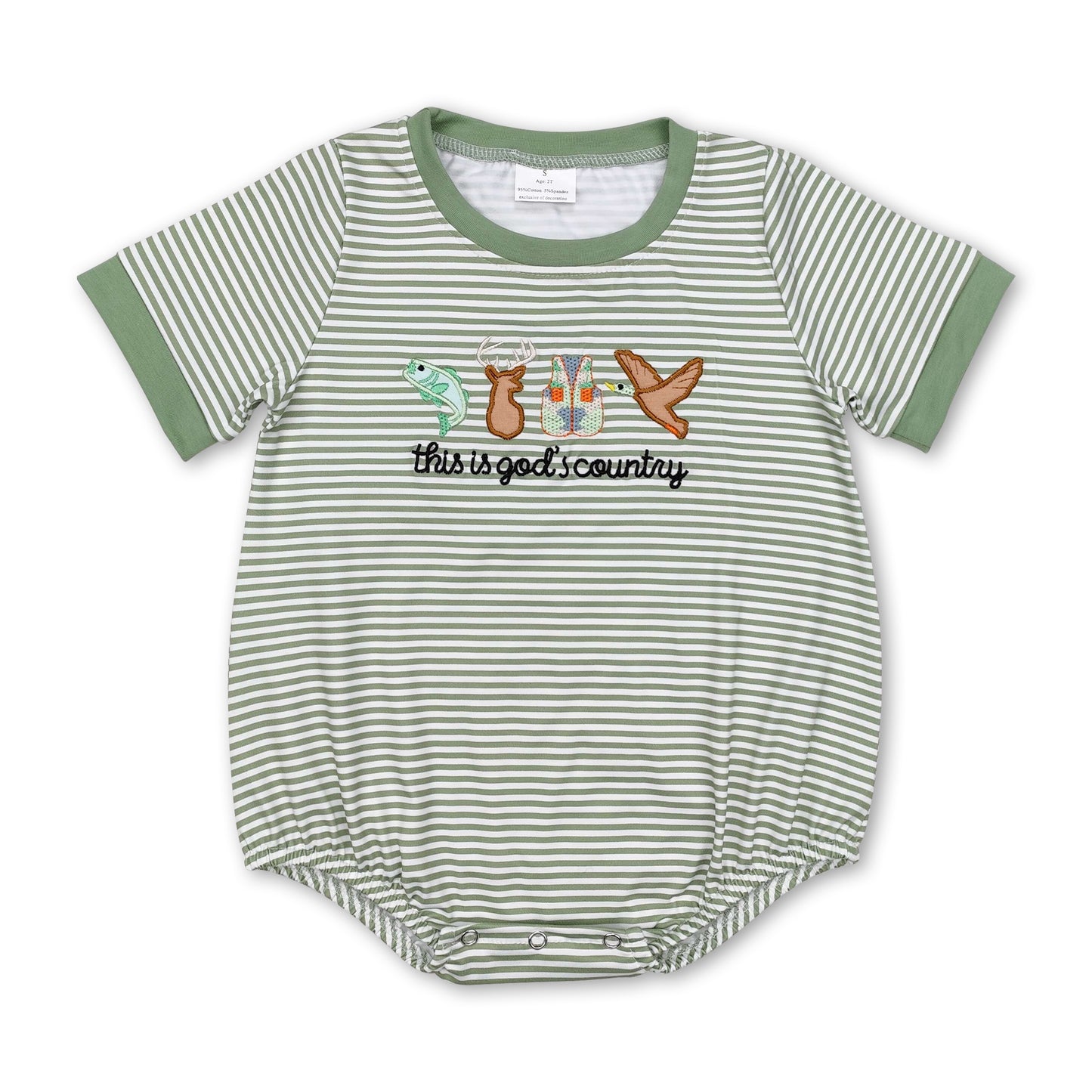This is god's country fish deer duck baby boy romper ship from US