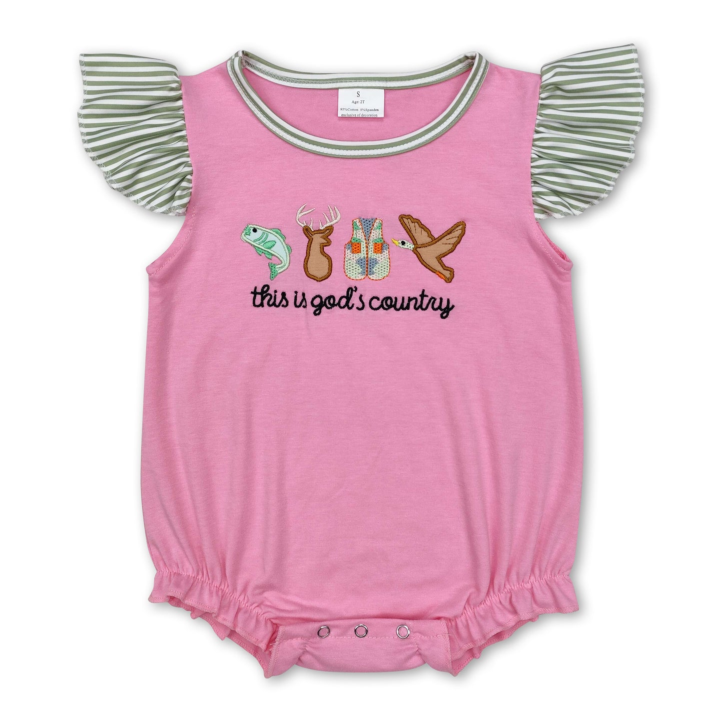 This is god's country fish deer duck baby girls romper ship from US