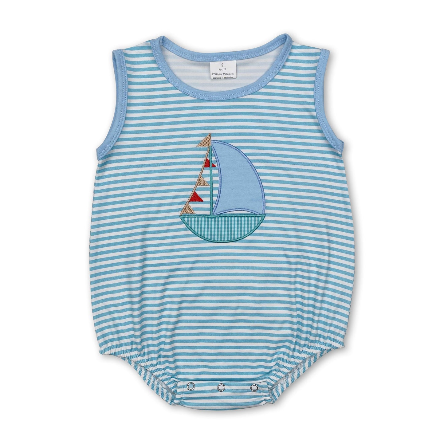 Sleeveless stripe boat baby boy summer romper