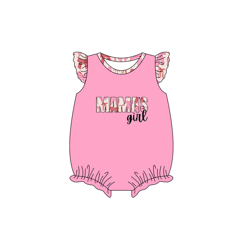 Flutter sleeves bow mama's girl baby romper