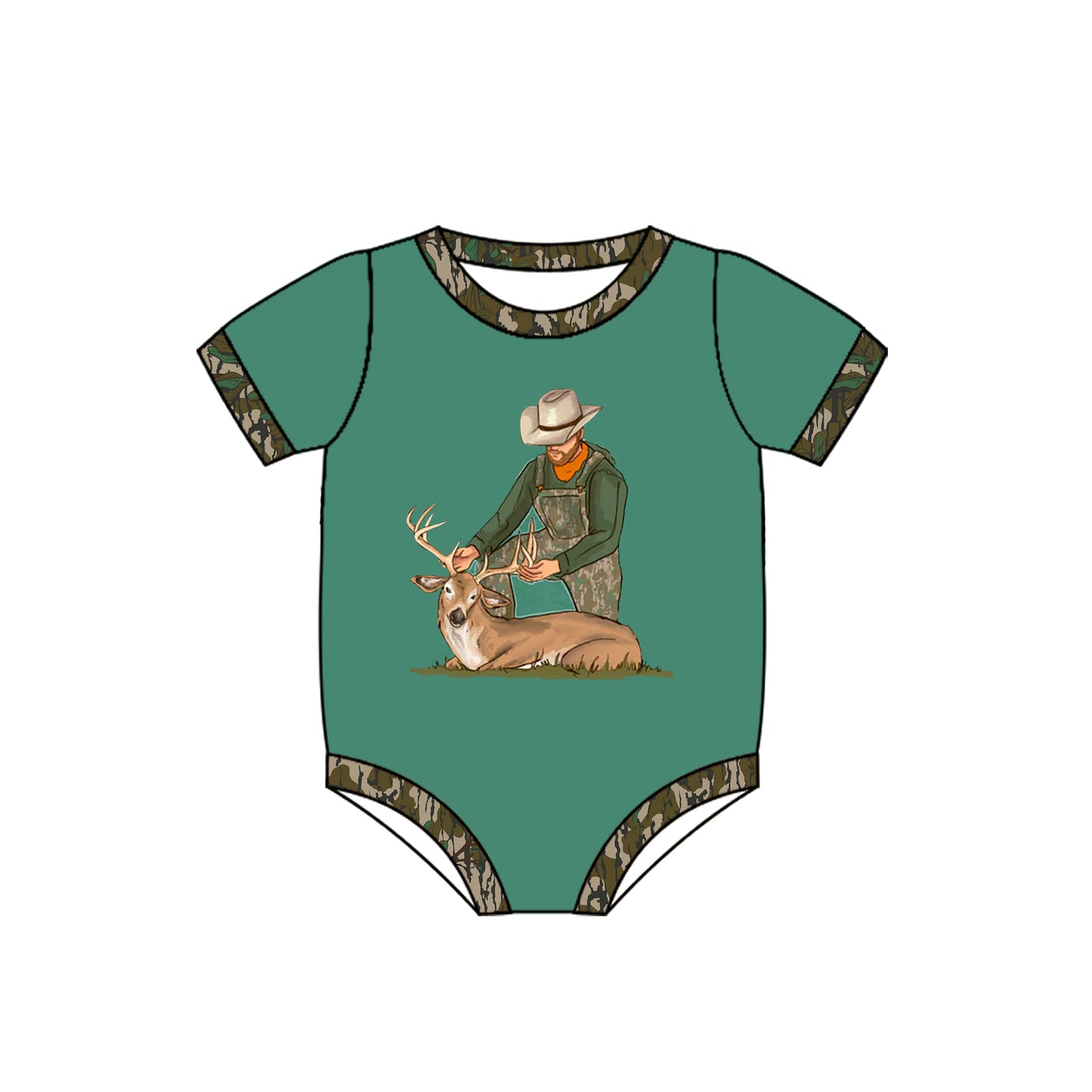 Short sleeves camo deer baby boy romper