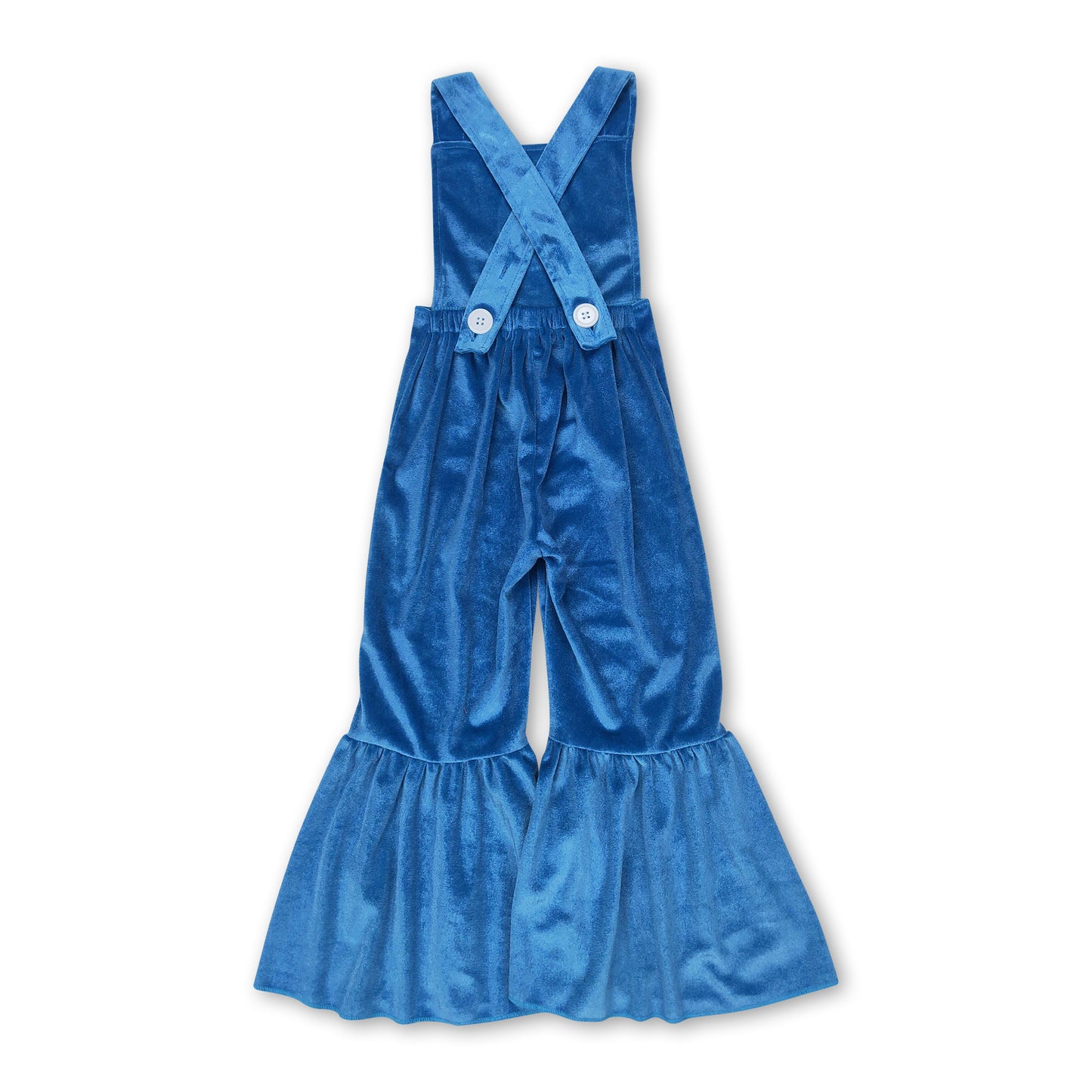 Straps blue dog velvet baby girls jumpsuit