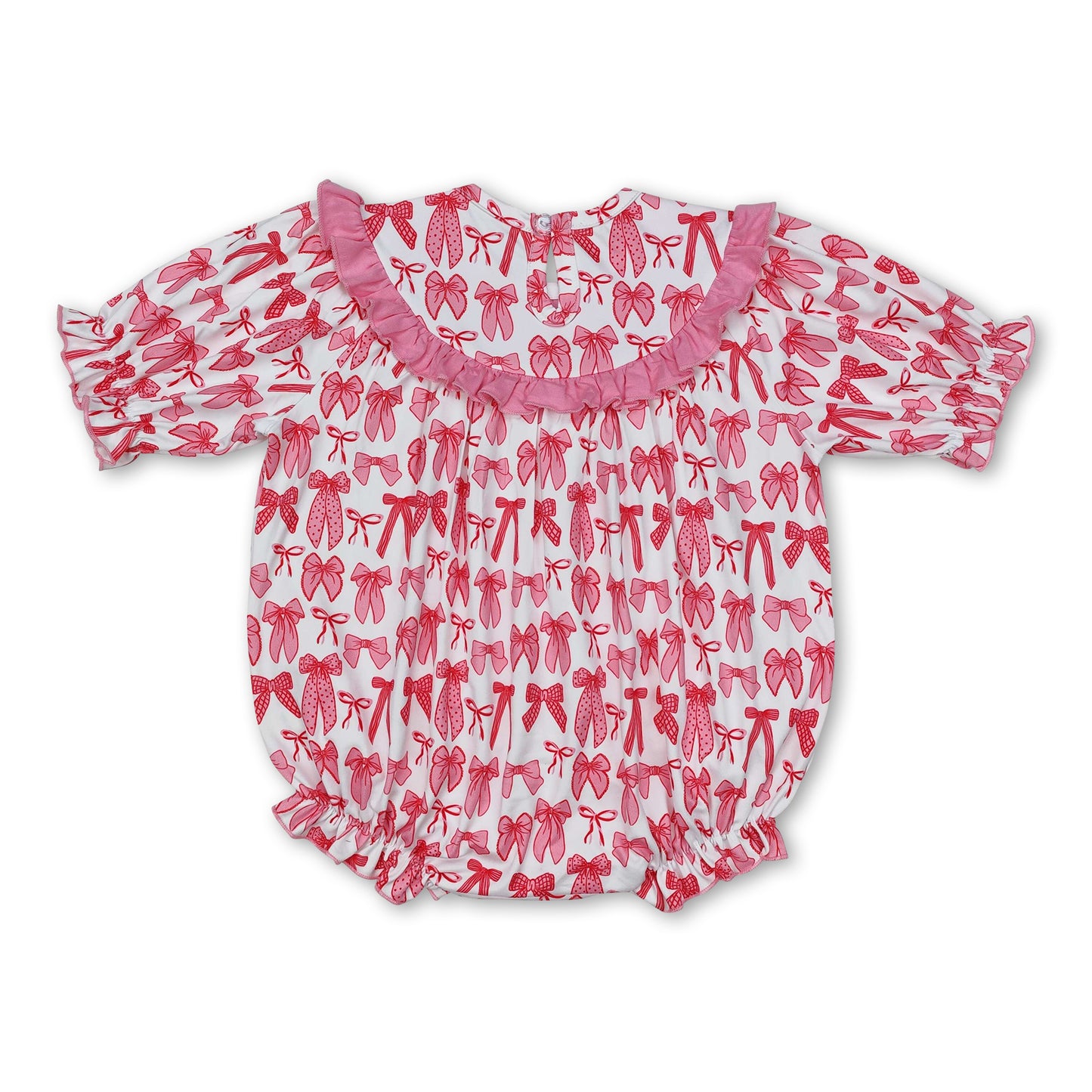 Short sleeves Mama's bestie smocked bow baby girls romper ship from US