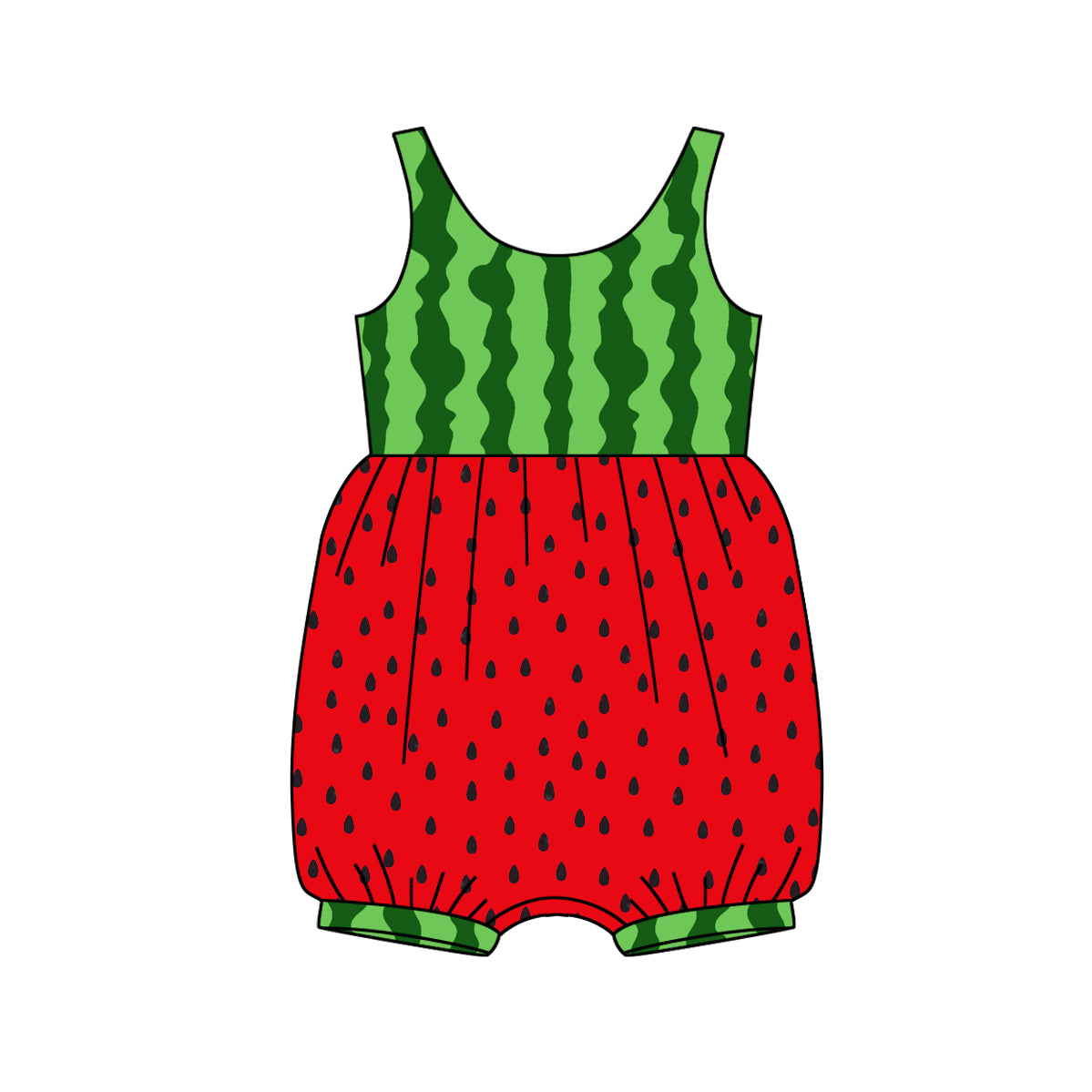 Sleeveless watermelon baby girls summer romper