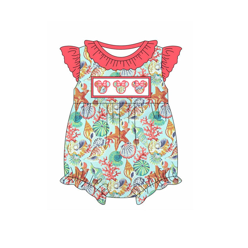 Flutter sleeves starfish conch mouse girls summer romper