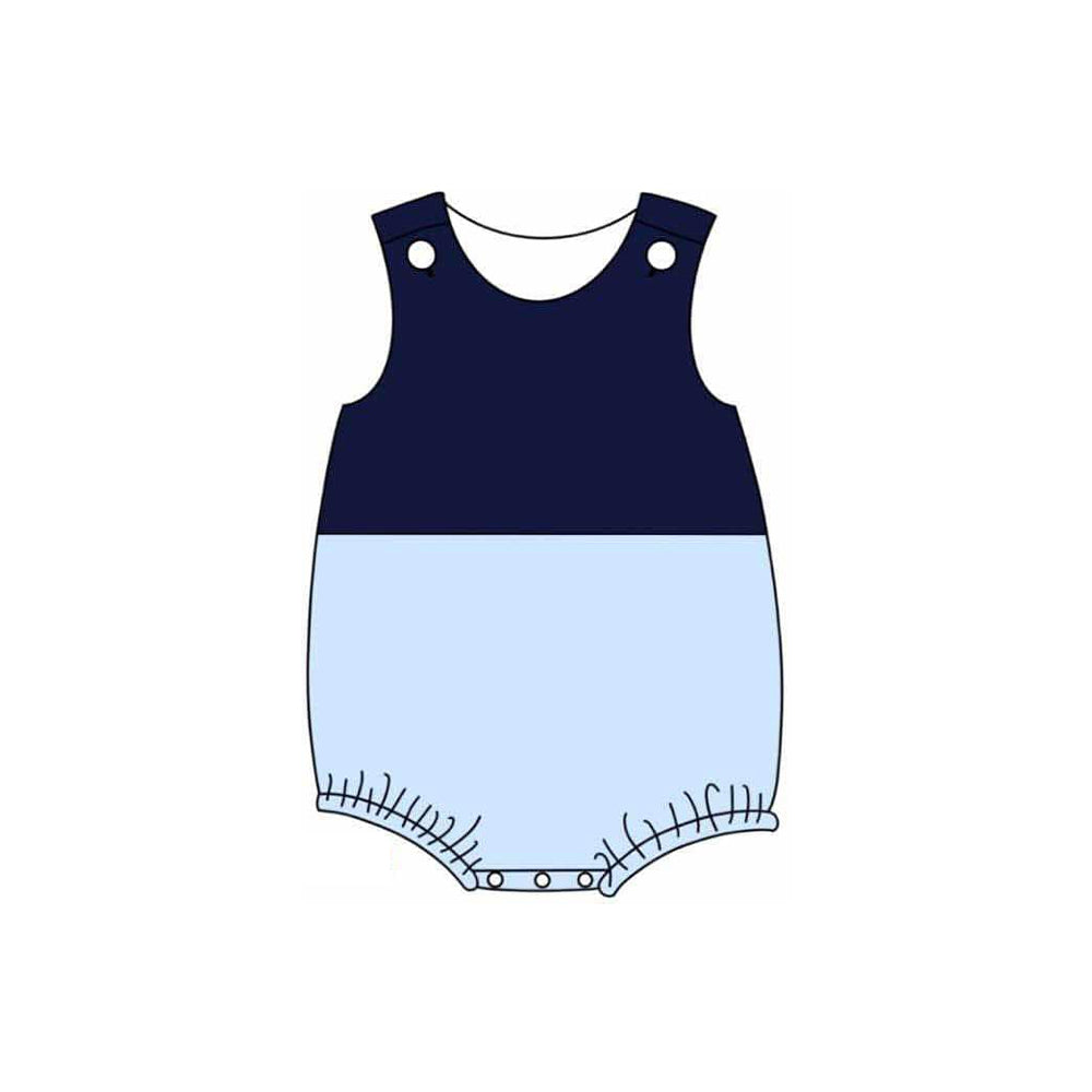 Sleeveless navy light blue baby boy summer romper