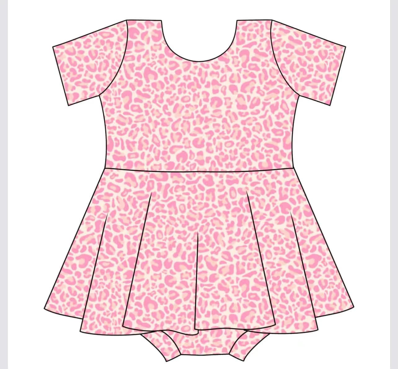 Short sleeves pink leopard skirt baby girls summer romper