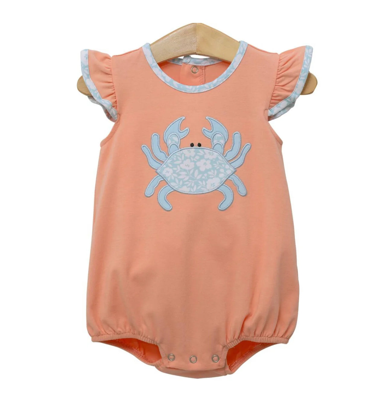 Flutter sleeves floral crab baby girls summer romper