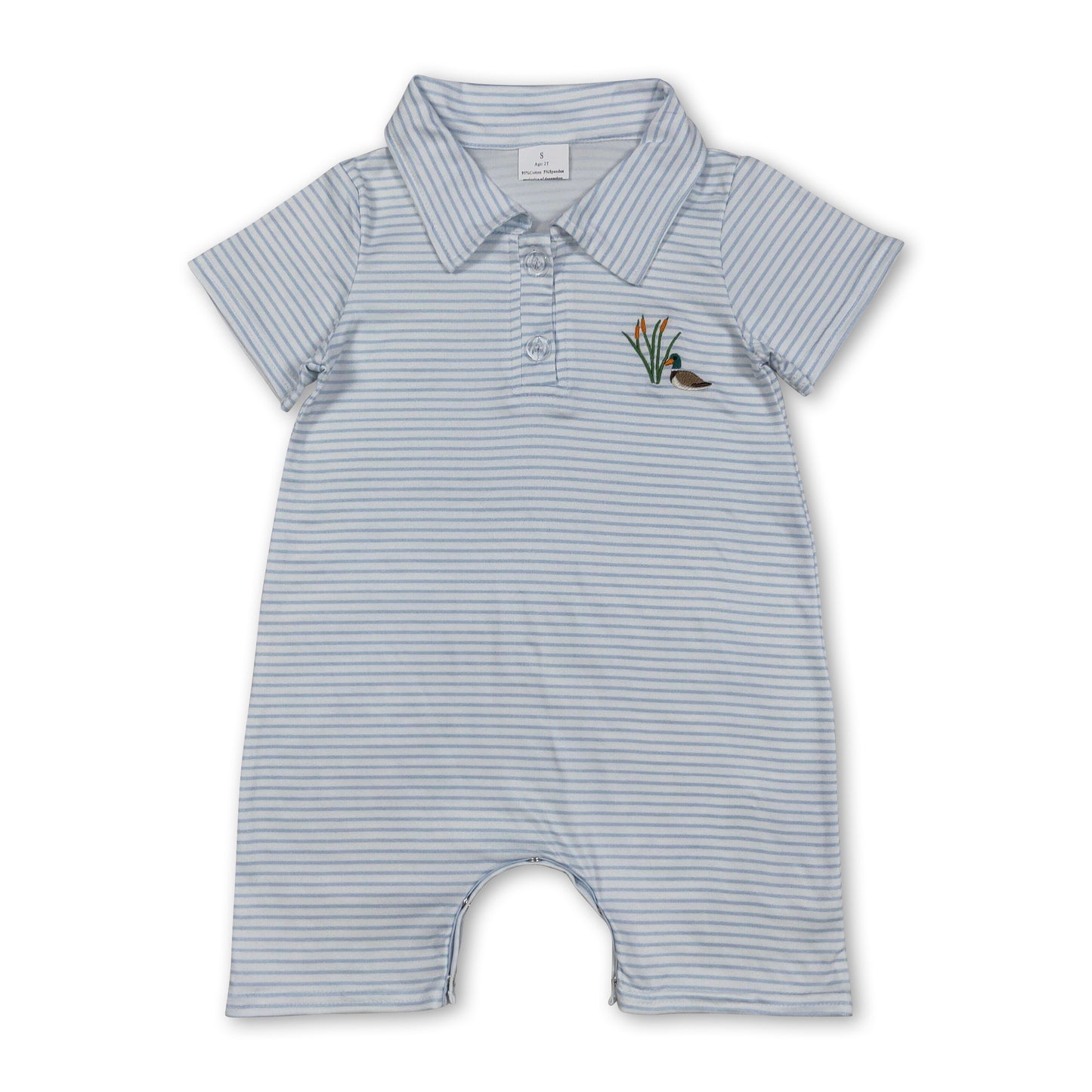 Short sleeves stripe duck baby boy summer romper