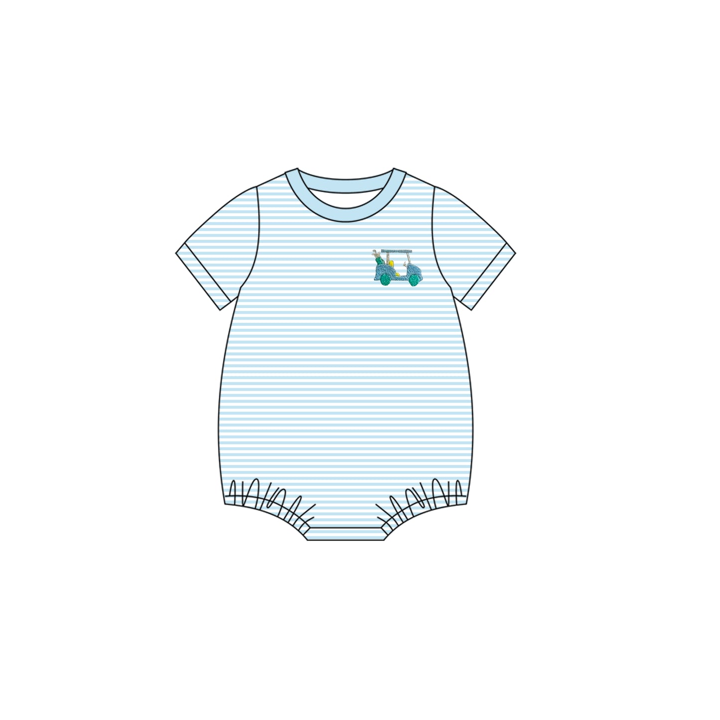 Light blue stripe golf short sleeves baby boy romper
