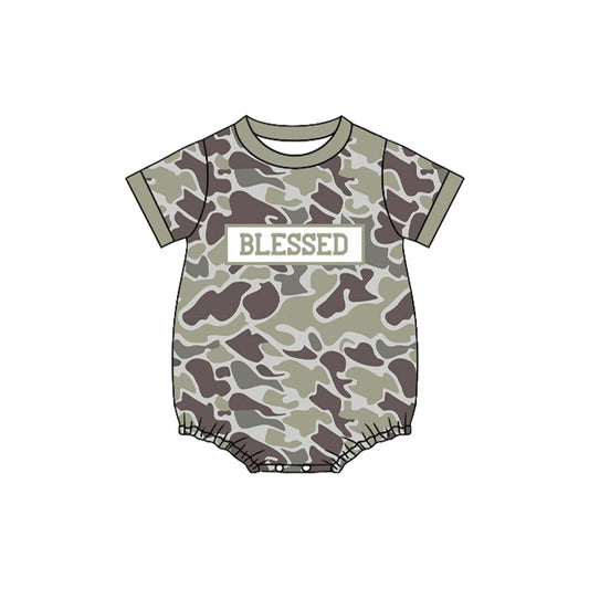 camo duck blessed print baby girl romper