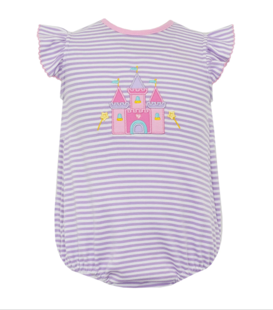 purple stripe cattle embroidery baby girl romper