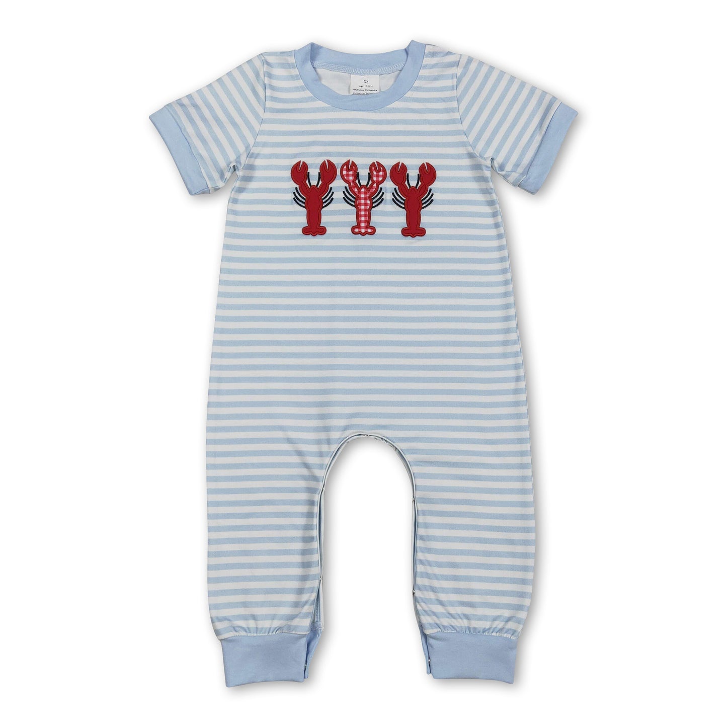 Short sleeves stripe crawfish baby boy romper