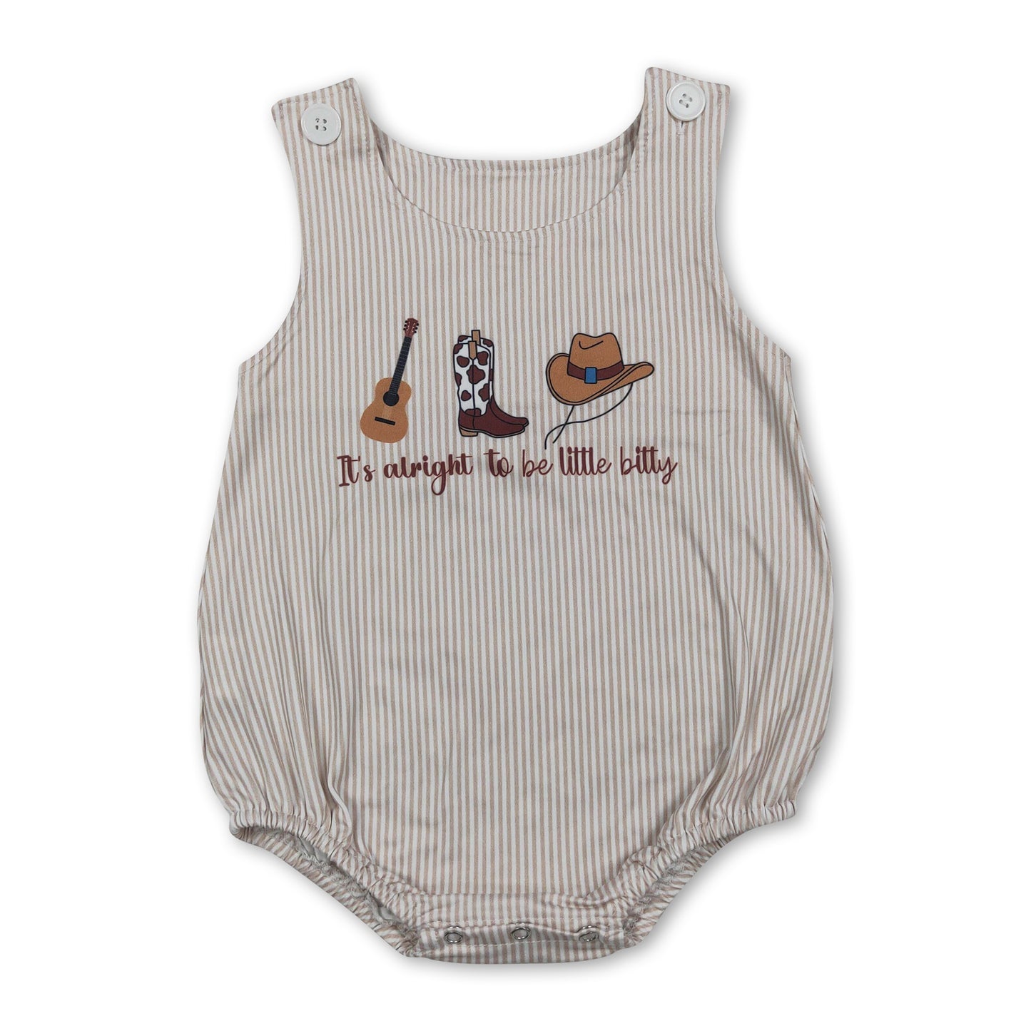 Sleeveless stripe it's alright to be little bitty western baby romper